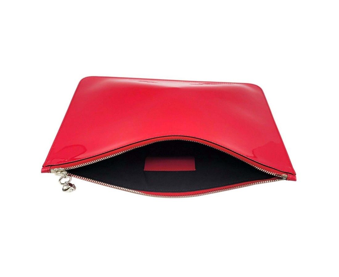 Alexander McQueen Women's Hot Pink Patent Leather Skull Large Pouch Size ONE SIZE - 5 Thumbnail