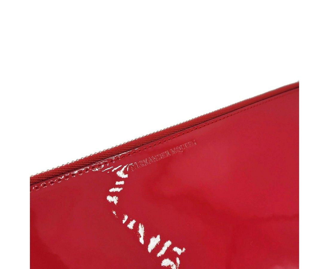 Alexander McQueen Women's Hot Pink Patent Leather Skull Large Pouch Size ONE SIZE - 3 Thumbnail