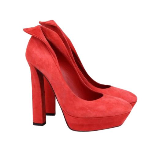 Bottega Veneta Women's Red Suede Platform Heel Pump (39 EU / 9 US) Size US 9 / IT 39 - 4 Thumbnail