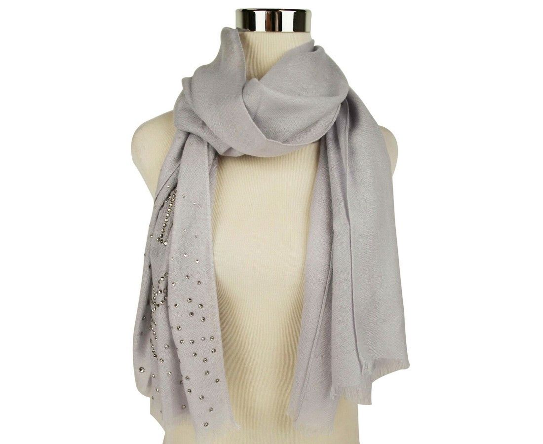 MCM Women's Grey Dawn Cashmere With Swarovski Crystal Logo Size ONE SIZE - 4 Thumbnail