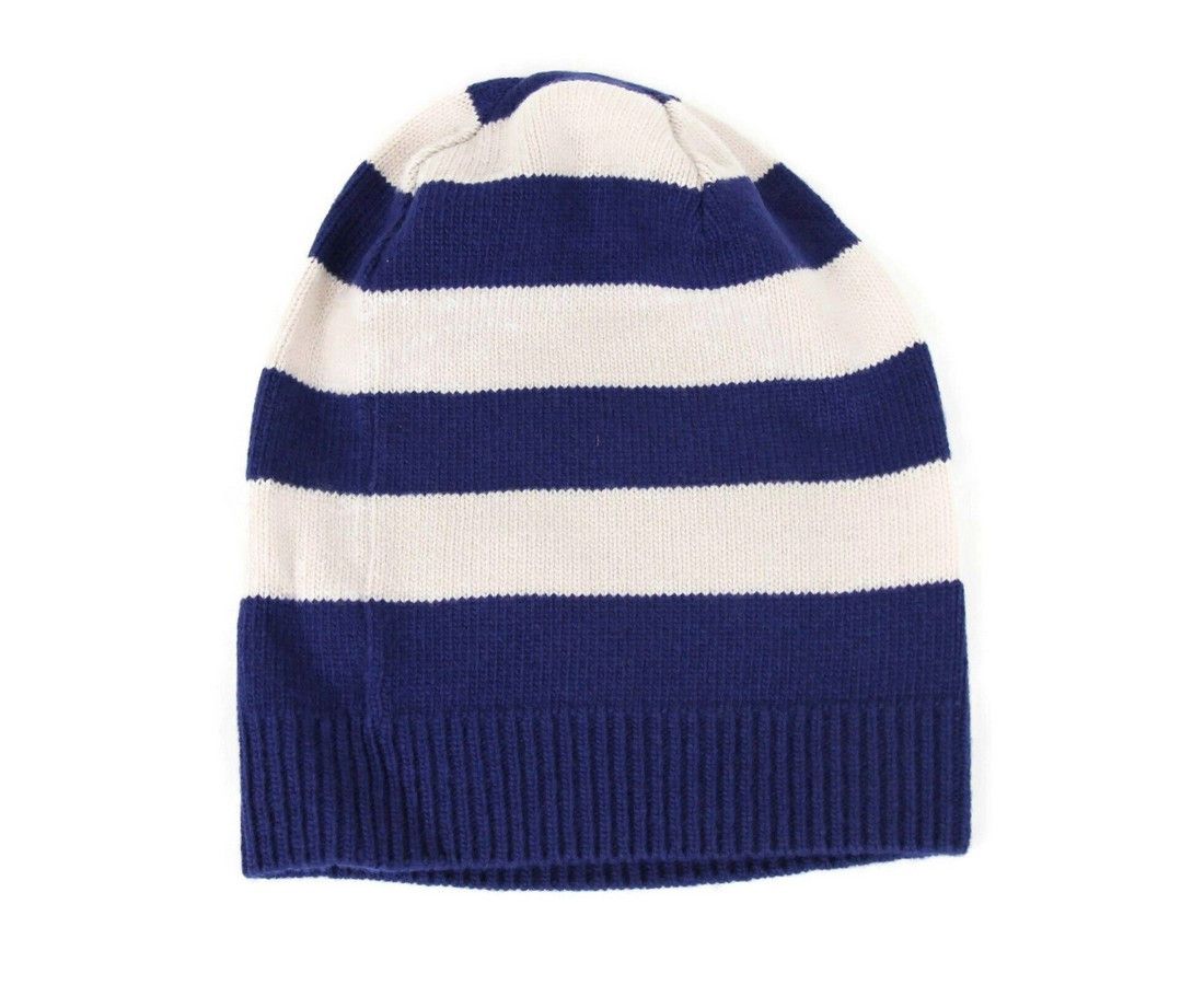 Gucci Men's Blue / White Striped Wool Knit Beanie Hat With Tiger Size ONE SIZE - 3 Thumbnail