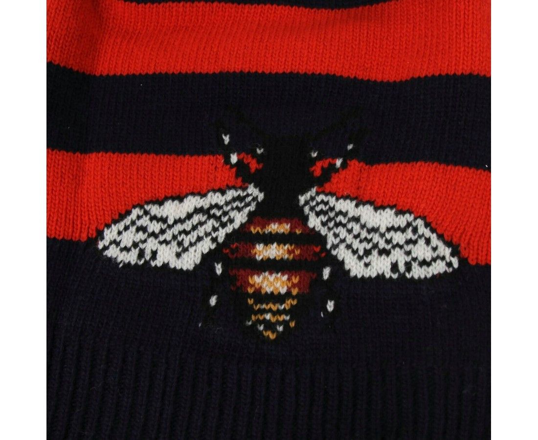 Gucci Men's Blue / Red Striped Wool Knit Beanie Hat With Large Size ONE SIZE - 2 Thumbnail