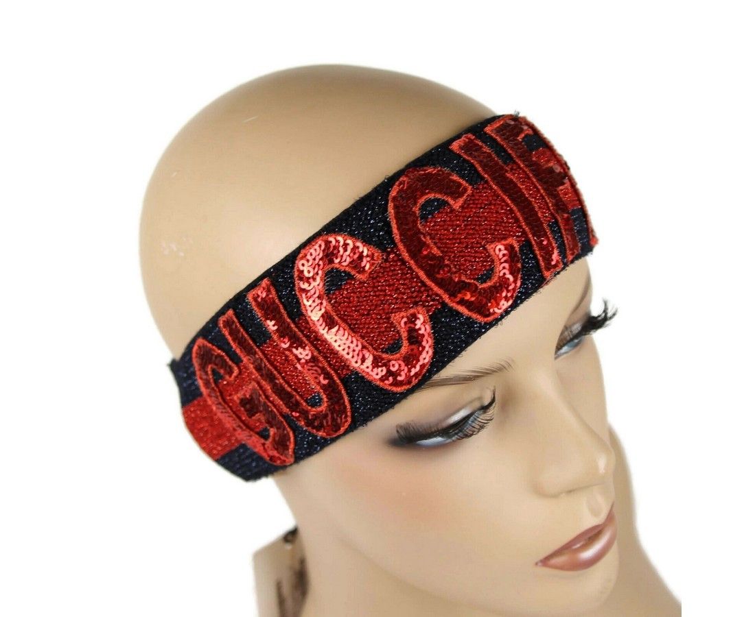 Gucci Women's Blue / Red Sequin Patches "FICATION" Headband M / Size ONE SIZE - 4 Thumbnail