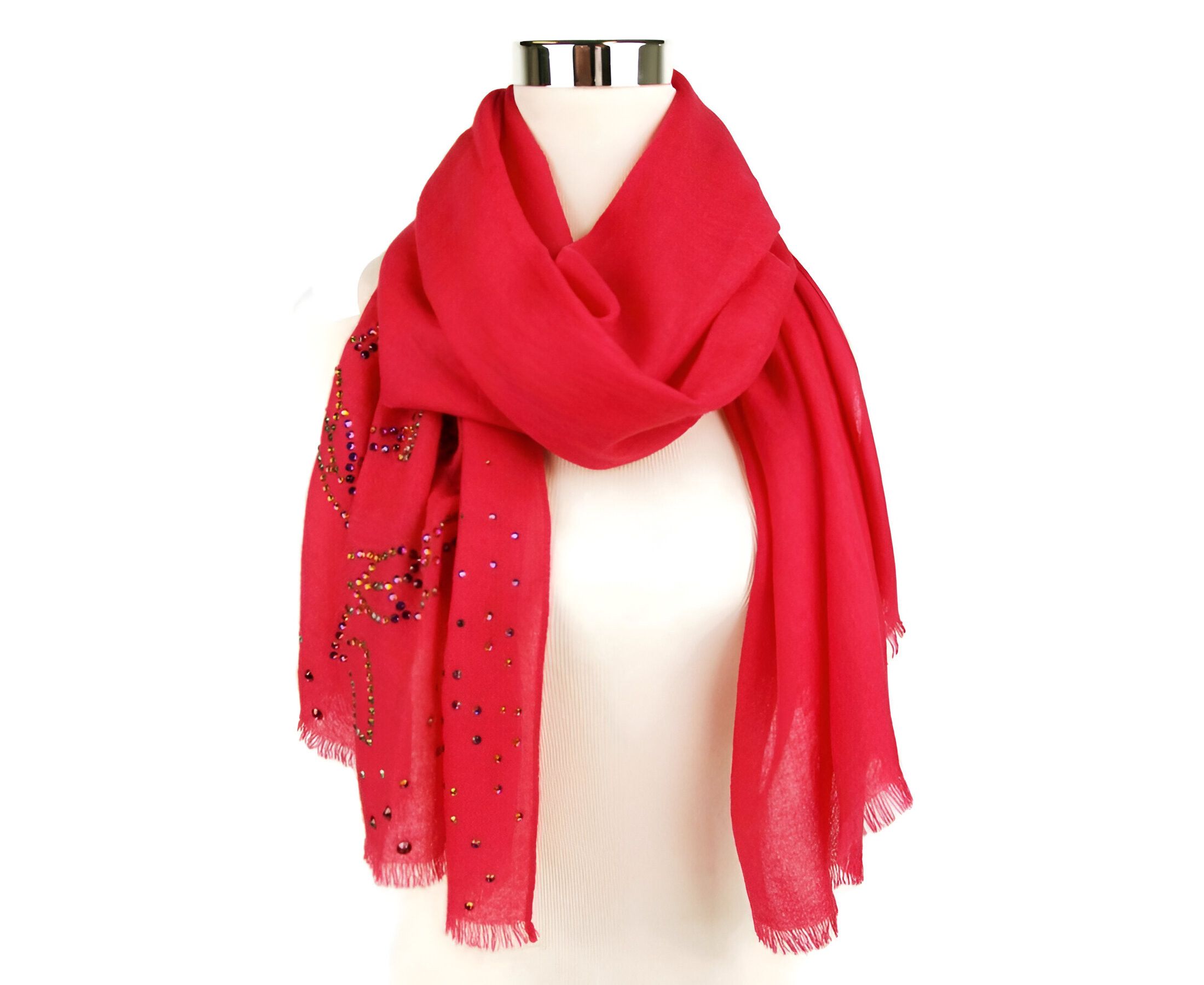 MCM Women's Magenta Love Potion Cashmere With Crystal Logo Size ONE SIZE - 4 Thumbnail