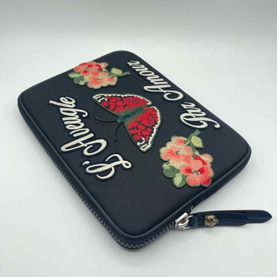 Gucci Women's Black Techno Canvas Embroidered Butterfly iPad Case Size ONE SIZE - 4 Thumbnail