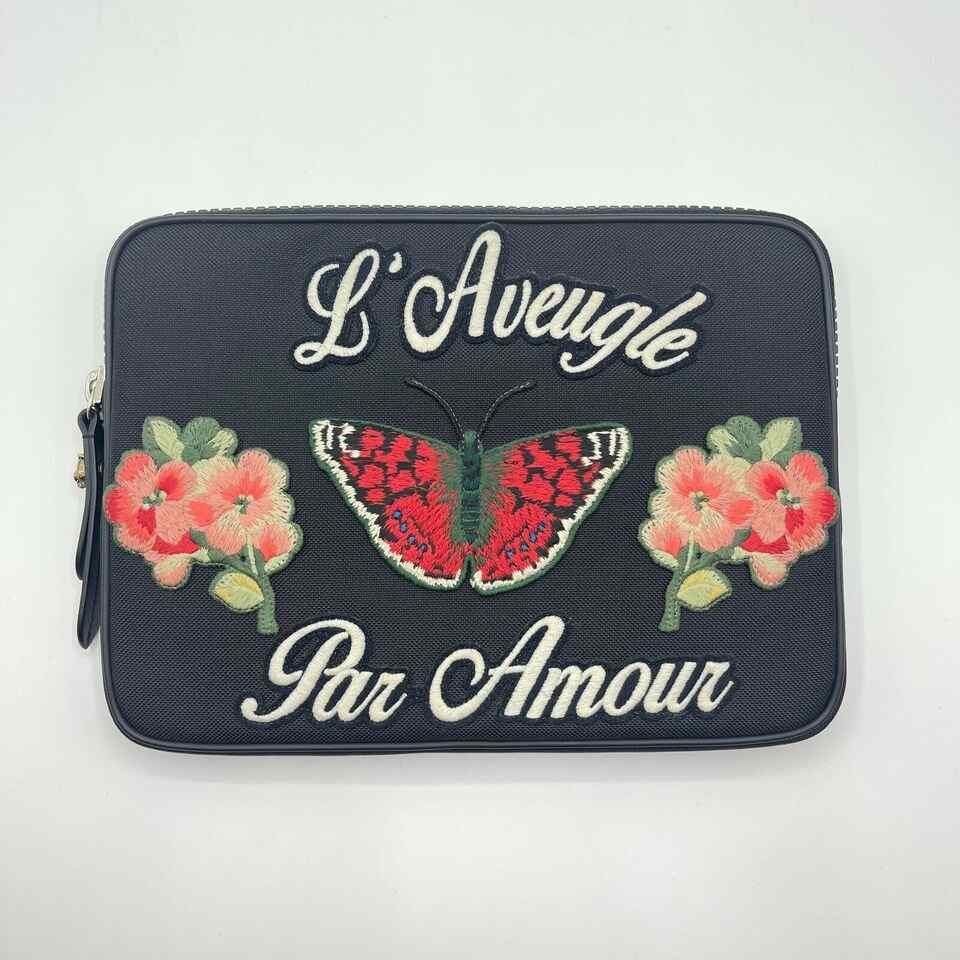Gucci Women's Black Techno Canvas Embroidered Butterfly iPad Case Size ONE SIZE - 2 Thumbnail