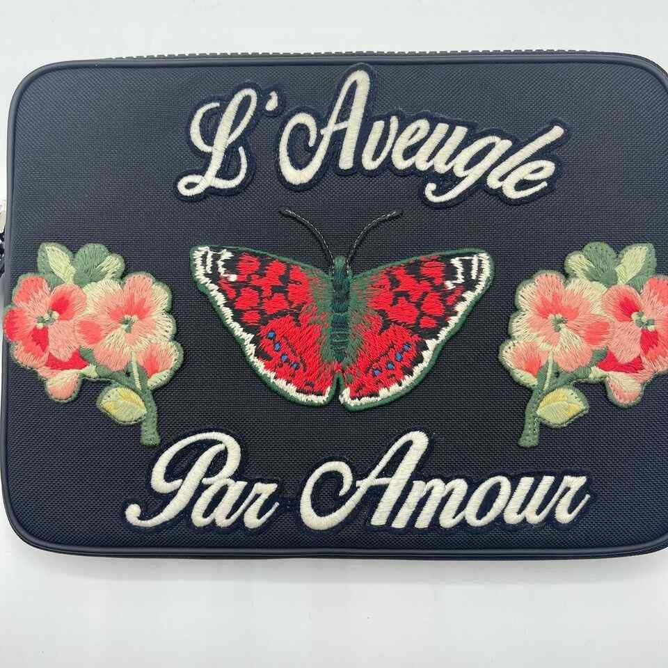 Gucci Women's Black Techno Canvas Embroidered Butterfly iPad Case Size ONE SIZE - 5 Thumbnail