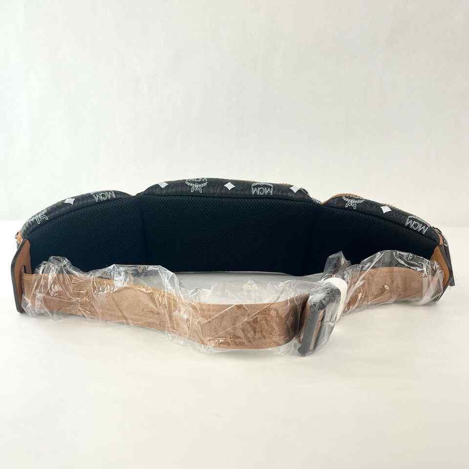 Women's Black Visetos Canvas Large Sling Belt Bag
