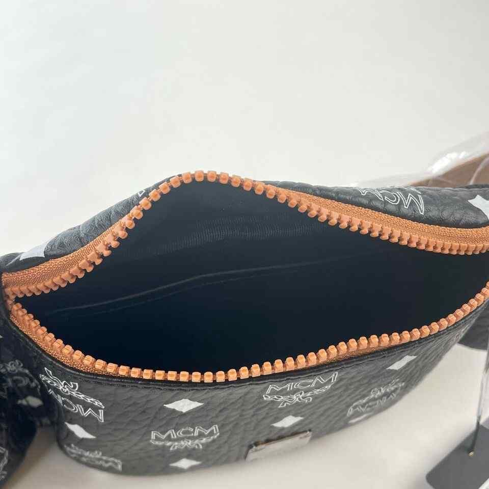 Women's Black Visetos Canvas Large Sling Belt Bag