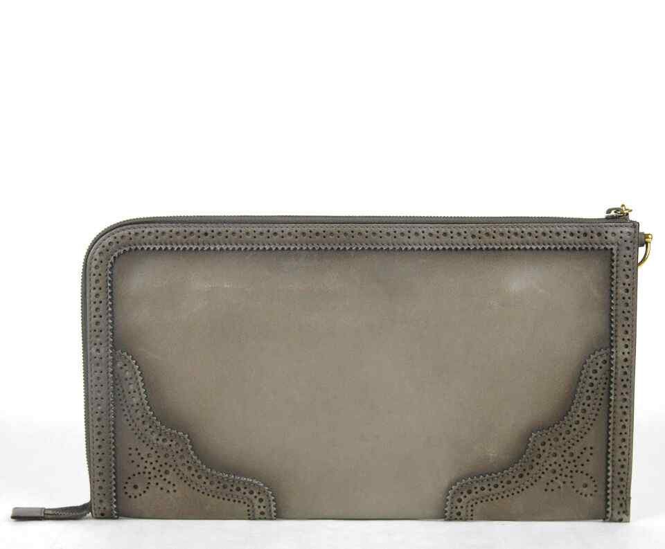 Gucci Women's Duilio Brogue Zip Around Leather Clutch Bag Size ONE SIZE - 5 Thumbnail