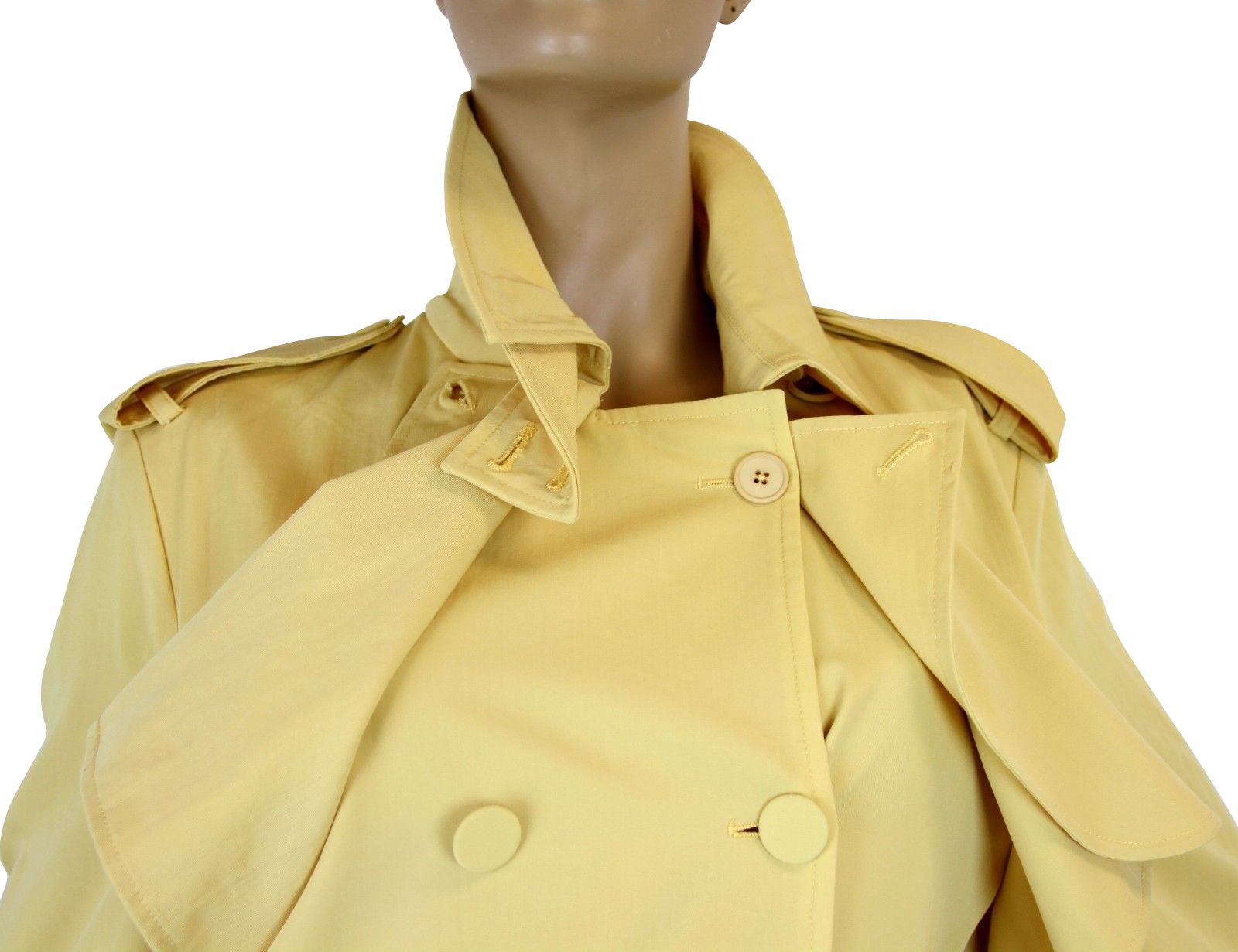 Bottega Veneta Women's Yellow Virgin Wool Trench Coat Jacket (42) Size M / US 6-8 / IT 42-44 - 4 Thumbnail