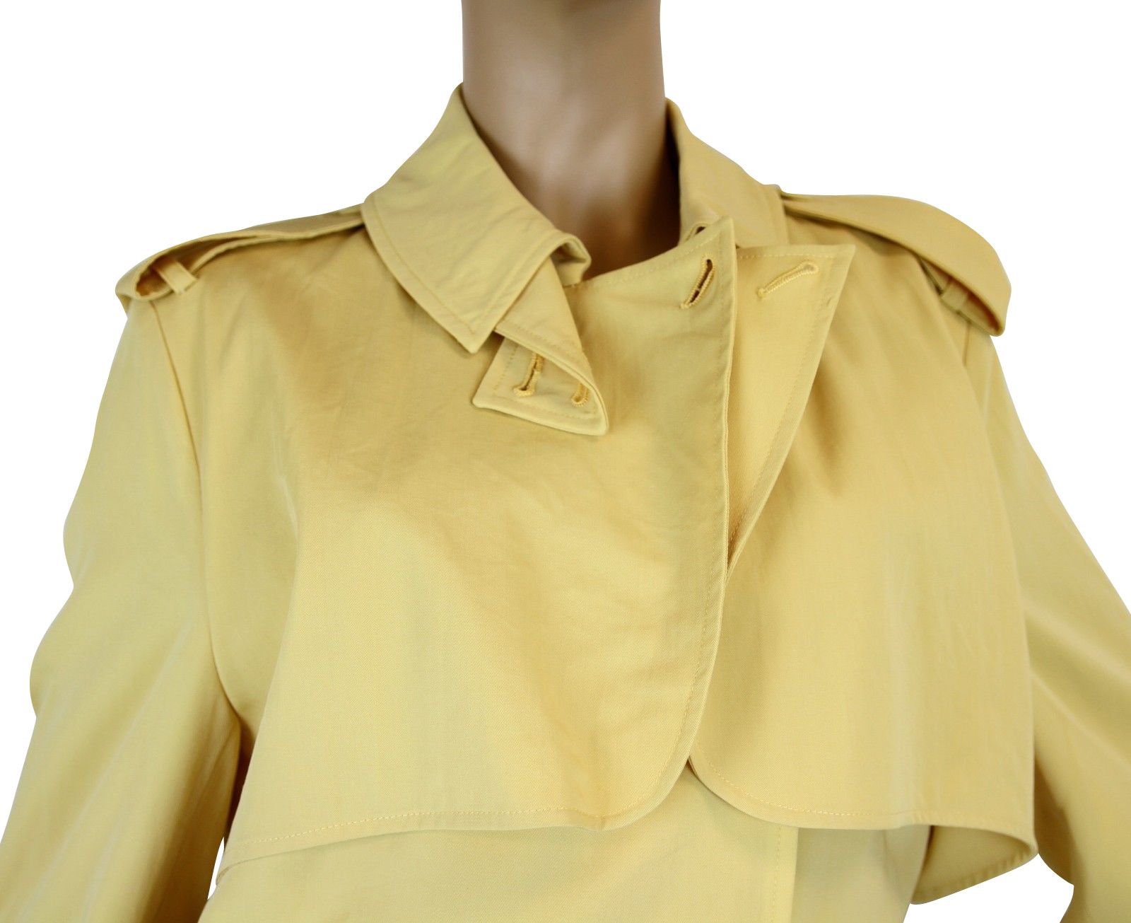 Bottega Veneta Women's Yellow Virgin Wool Trench Coat Jacket (42) Size M / US 6-8 / IT 42-44 - 3 Thumbnail