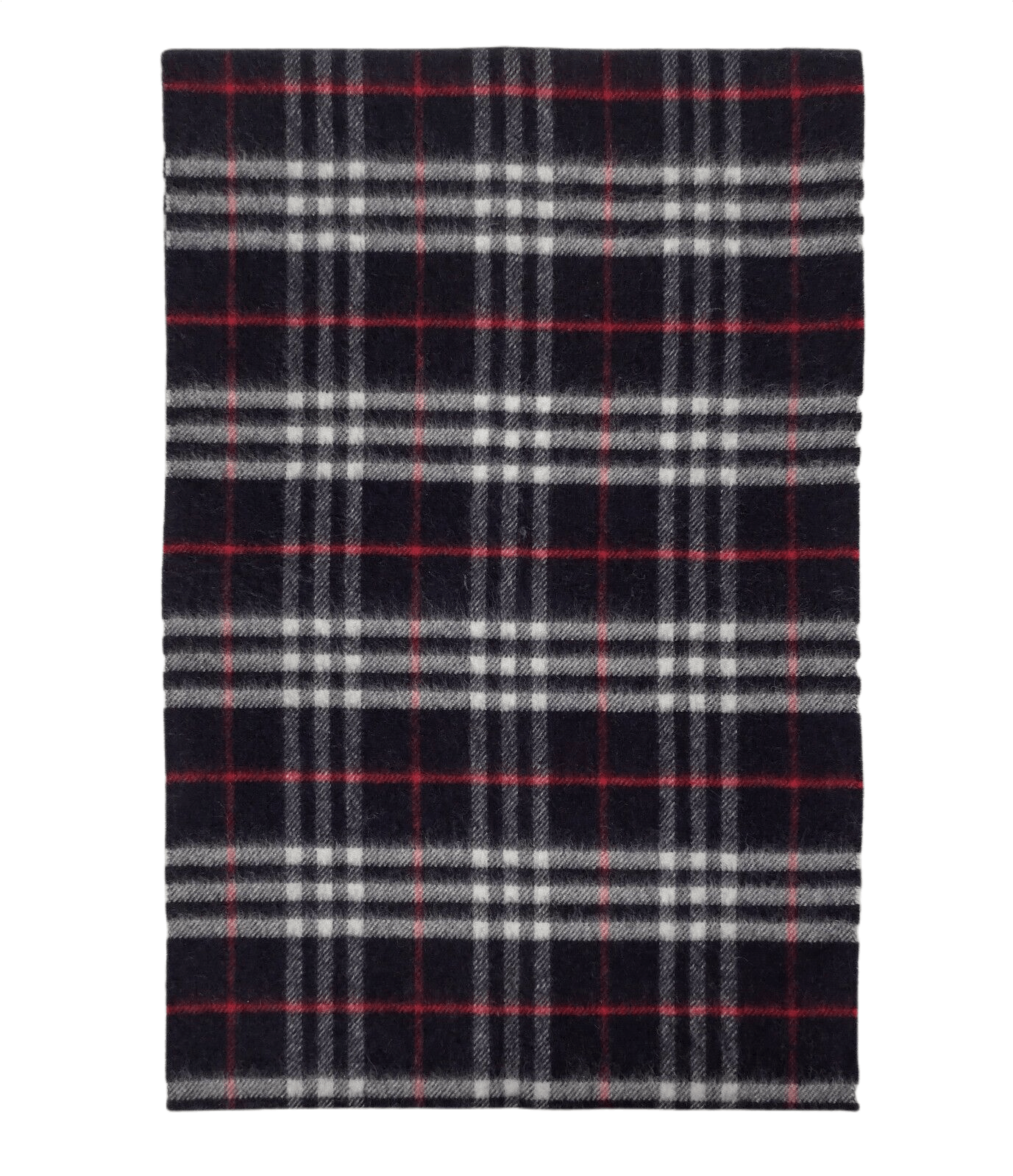 Burberry Navy Vintage Checker Cashmere Long Scarf with Fringe Size ONE SIZE - 3 Thumbnail