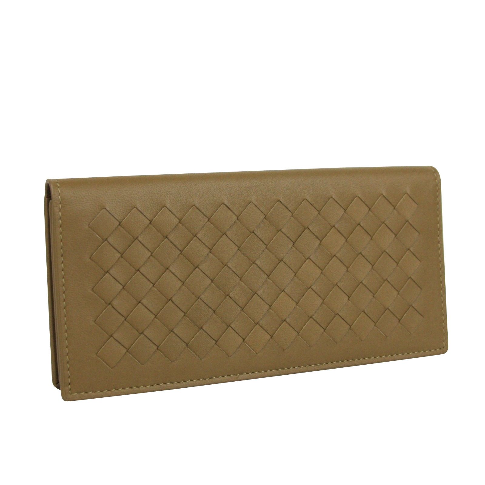 Bottega Veneta Men's Woven Light Brown Leather Long Bifold Wallet Size ONE SIZE - 3 Thumbnail