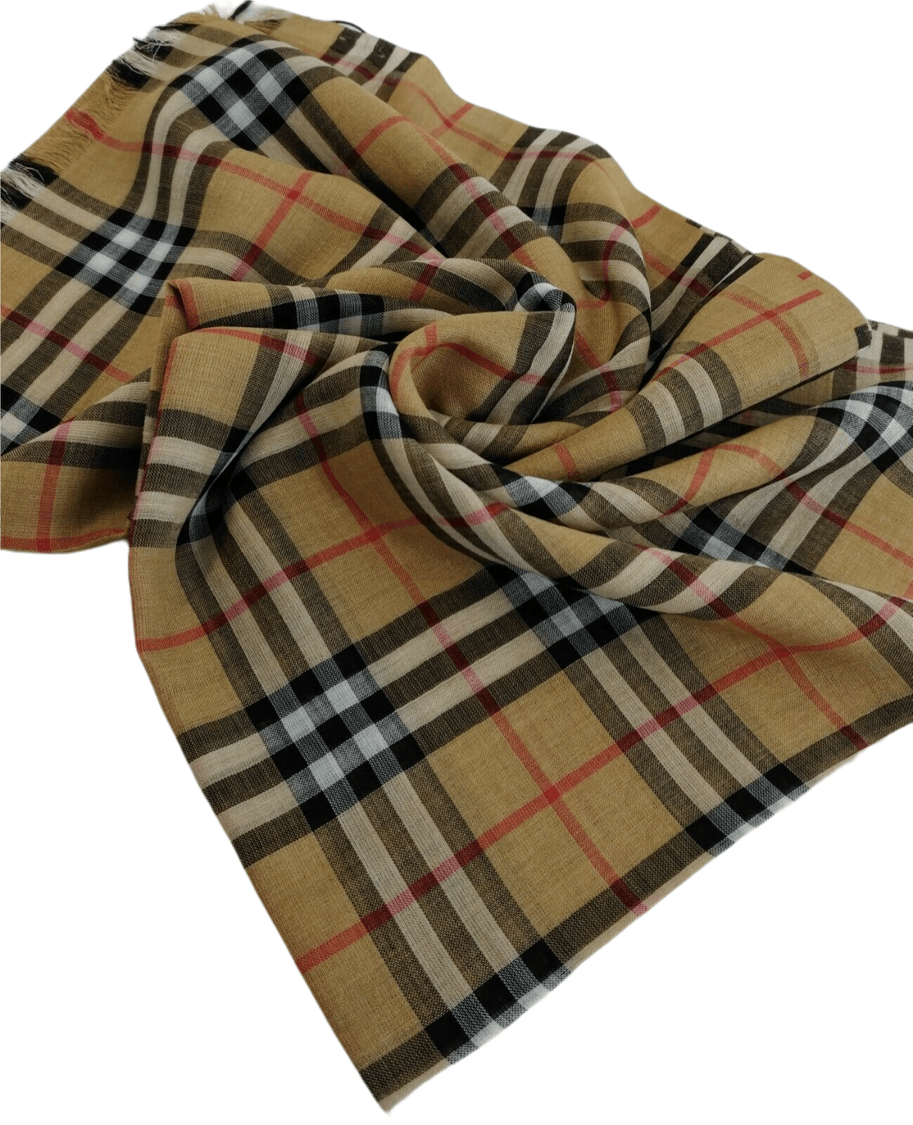 Burberry New Classic Gauze Vintage Brown Checker Wool Silk Scarf Size ONE SIZE - 4 Thumbnail