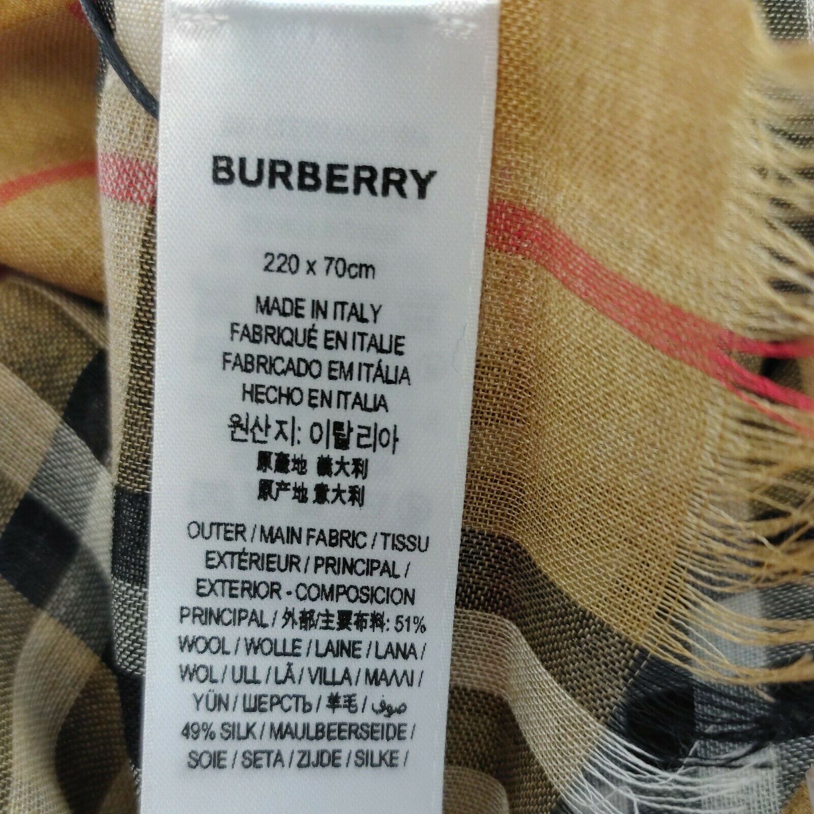 Burberry New Classic Gauze Vintage Brown Checker Wool Silk Scarf Size ONE SIZE - 5 Thumbnail