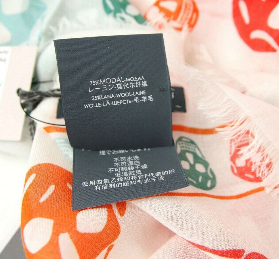 Alexander McQueen Women's Ivory / Orange Shawl With Multiskull Box Print Size ONE SIZE - 6 Thumbnail