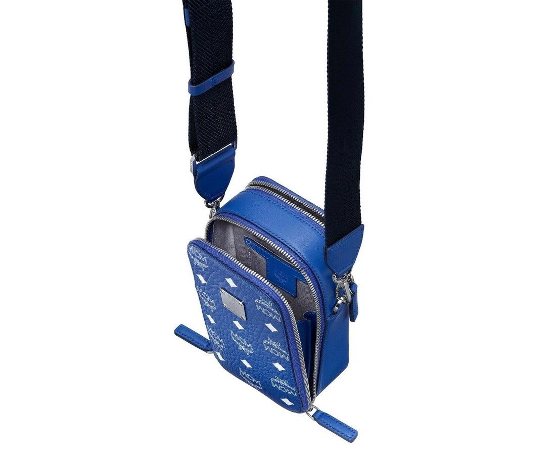 MCM Men's Blue White Visetos Crossbody Camera Bag Size ONE SIZE - 4 Thumbnail