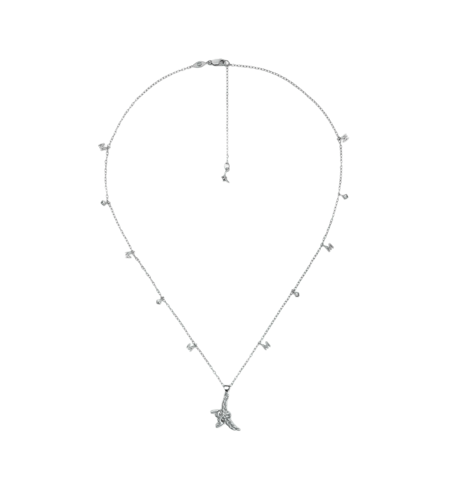 MCM Women's Silver 3D Logo Laurel Charm Pendant Necklace Size ONE SIZE - 2 Thumbnail