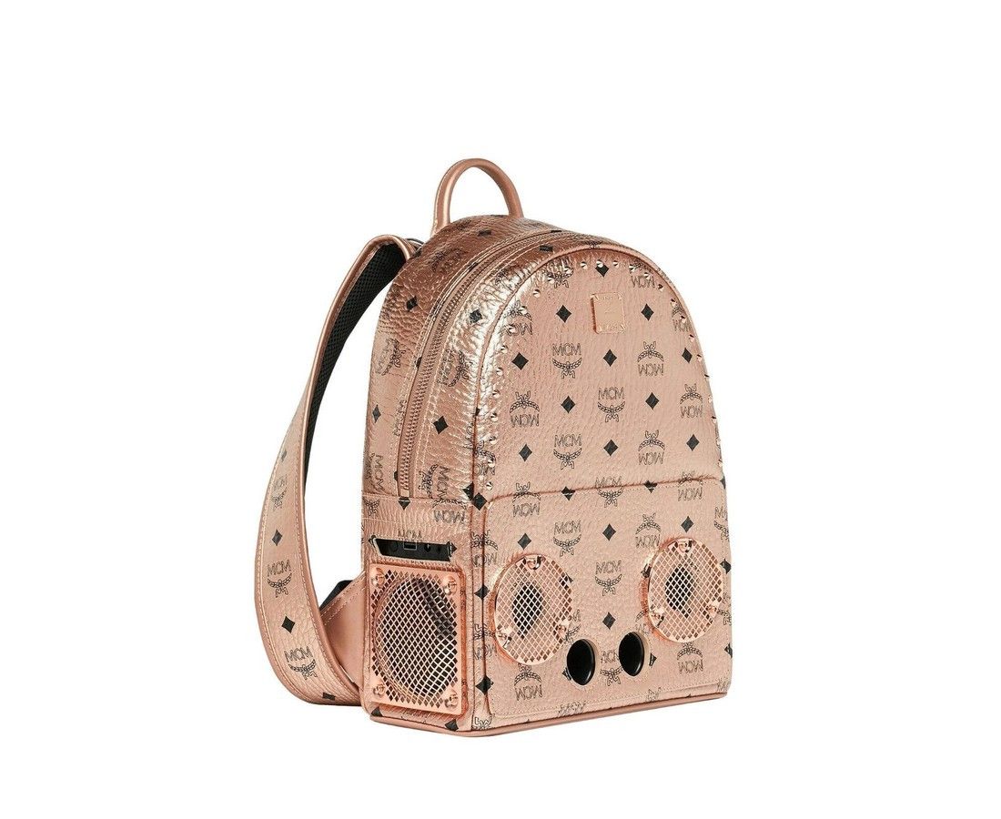 MCM Men's Wizpak Champagne Gold Visetos Studded Speaker Small Size ONE SIZE - 2 Thumbnail