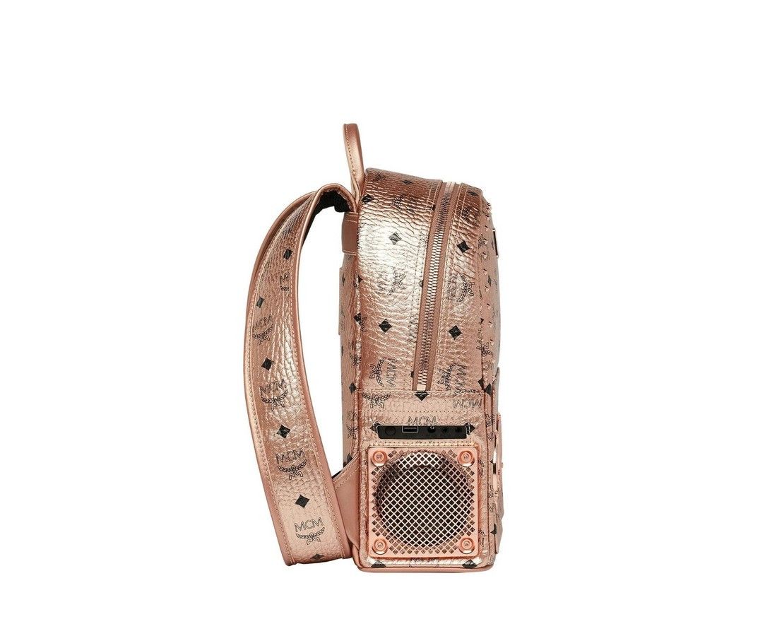 MCM Men's Wizpak Champagne Gold Visetos Studded Speaker Small Size ONE SIZE - 3 Thumbnail