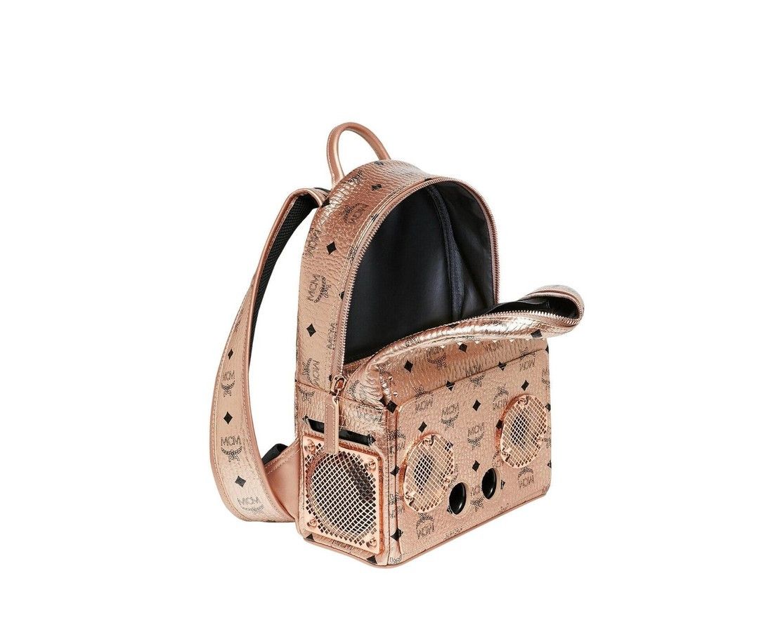 MCM Men's Wizpak Champagne Gold Visetos Studded Speaker Small Size ONE SIZE - 5 Thumbnail