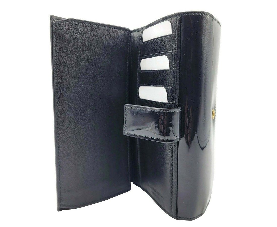 Alexander McQueen Women's Dark Navy Patent Leather Continental Wallet Size ONE SIZE - 3 Thumbnail