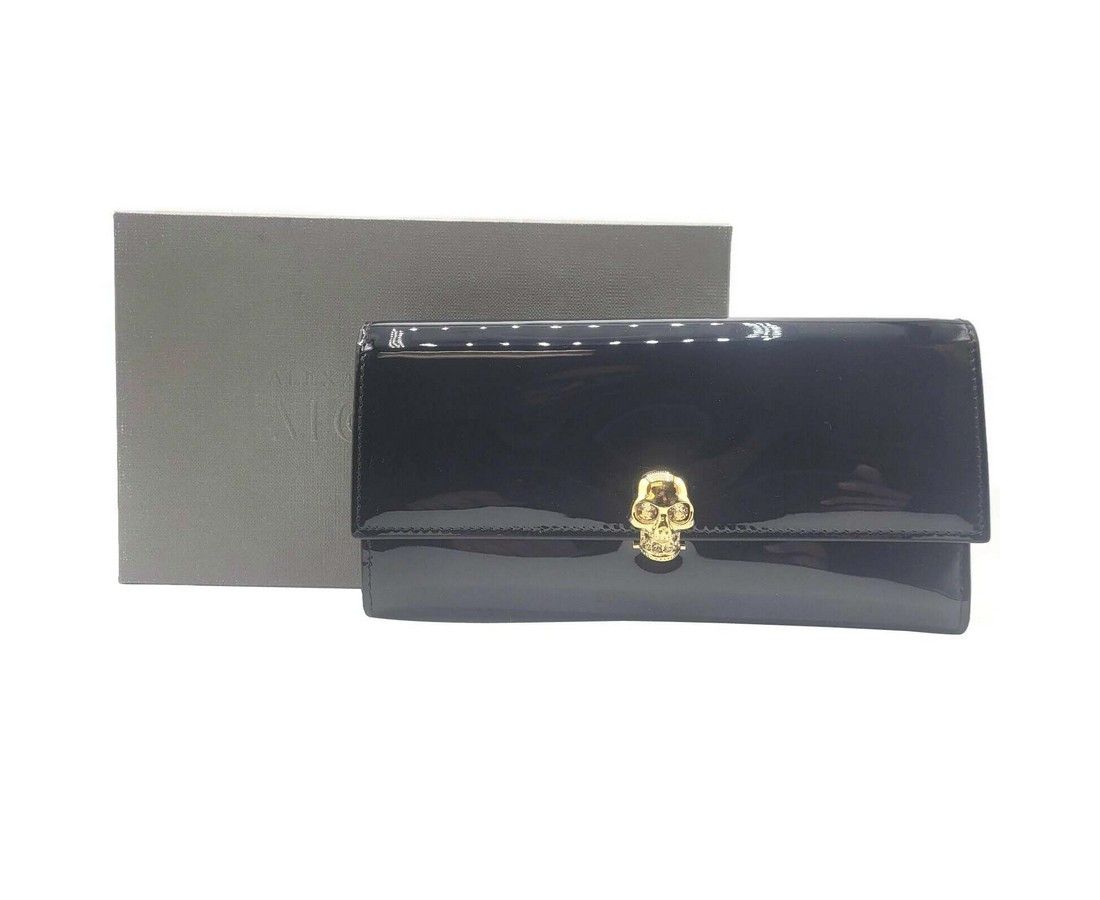 Alexander McQueen Women's Dark Navy Patent Leather Continental Wallet Size ONE SIZE - 7 Thumbnail