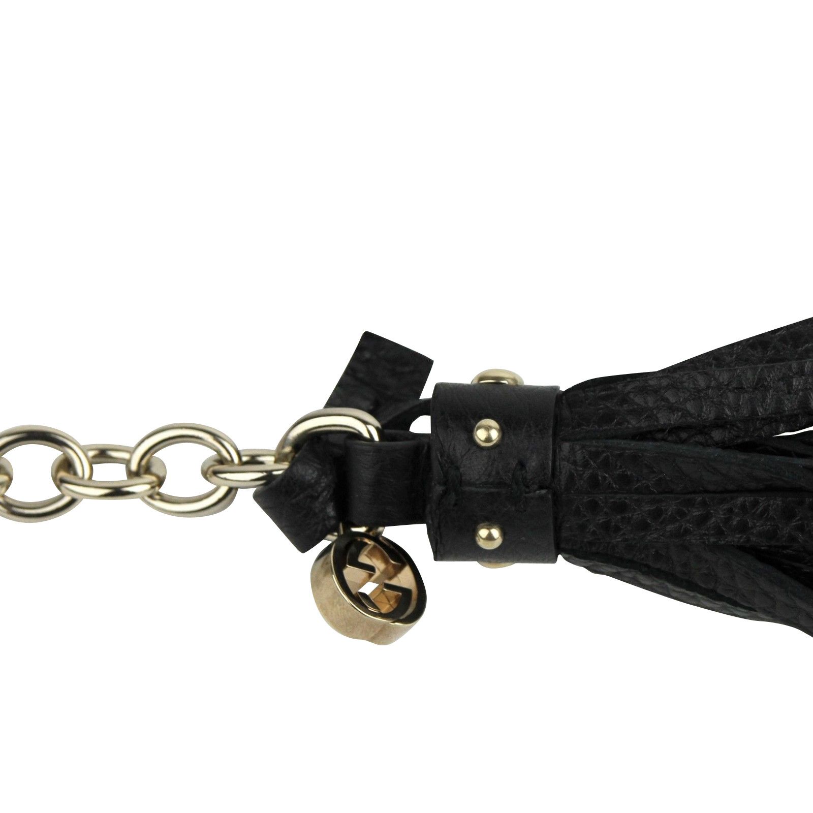 Gucci Women's Chain Tassel Gold / Black Leather Belt (80 / 32) Size ONE SIZE - 5 Thumbnail