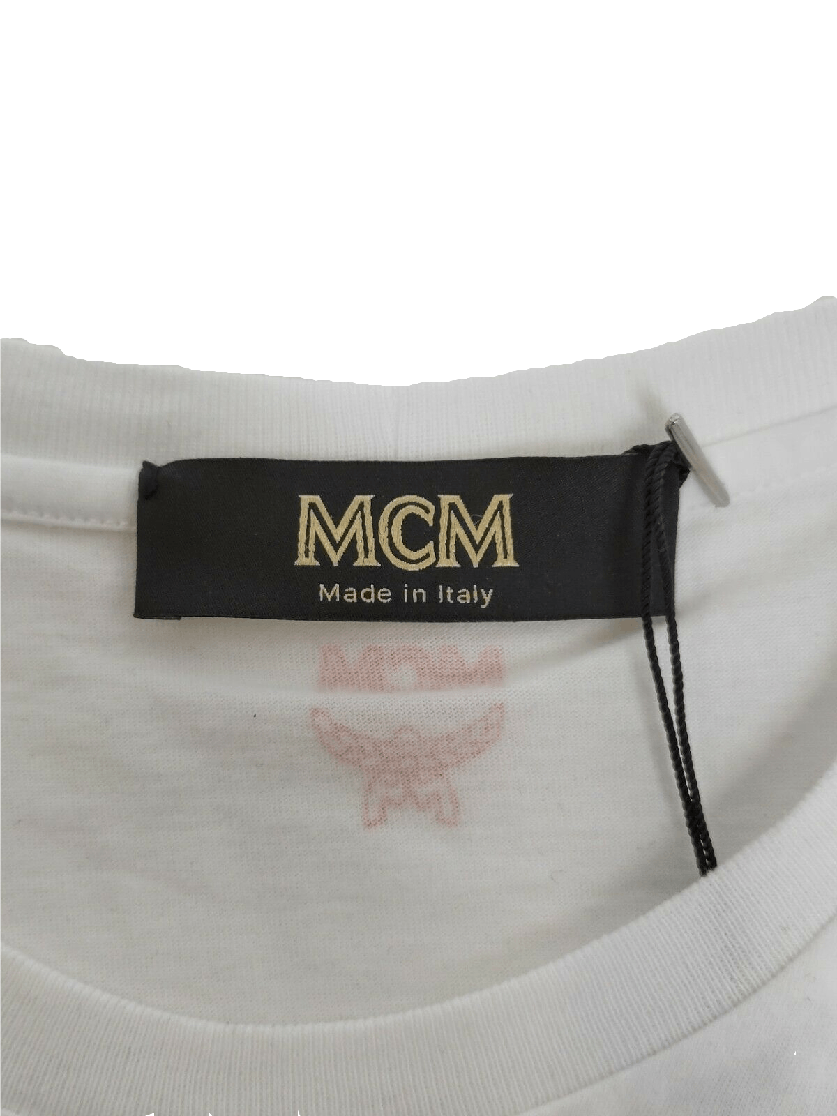 MCM Women's White Cotton T Shirt with Orange Rubber Logo Size M / US 6-8 / IT 42-44 - 5 Thumbnail