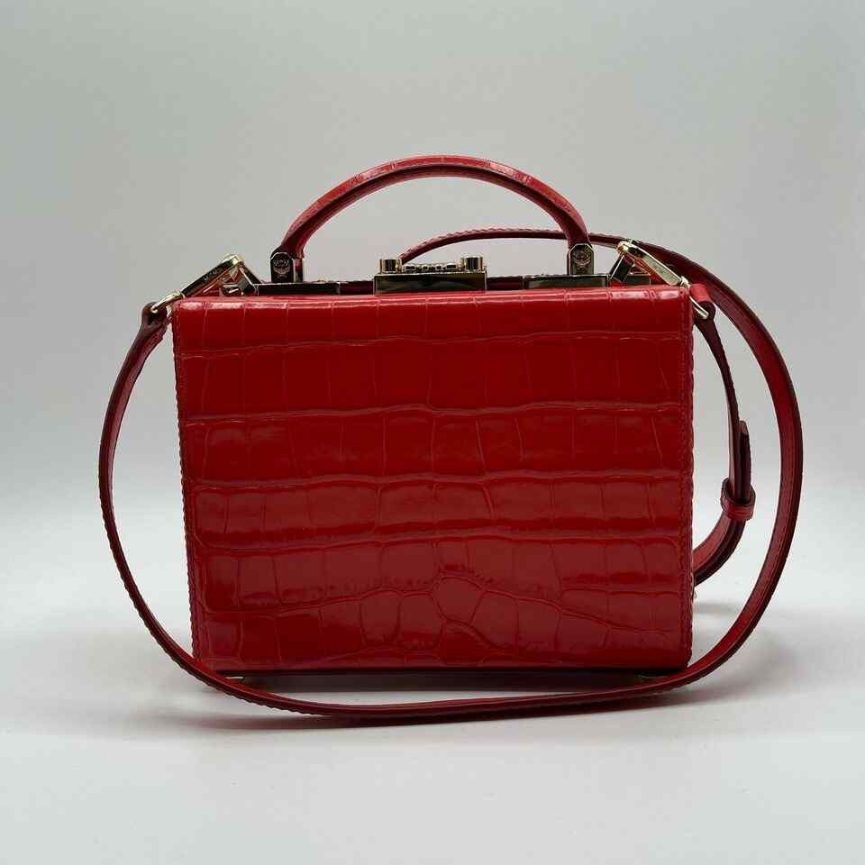MCM Women's Berlin Red Crocodile Embossed Leather Crossbody Bag Size ONE SIZE - 6 Thumbnail