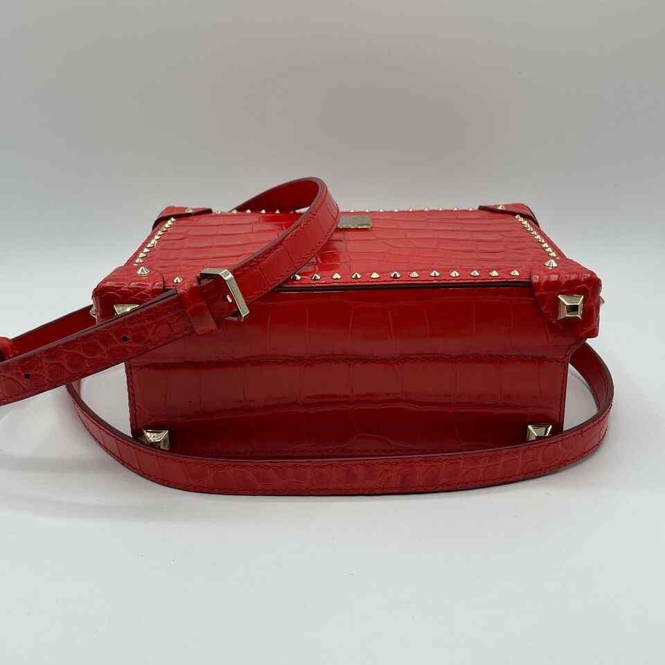 MCM Women's Berlin Red Crocodile Embossed Leather Crossbody Bag Size ONE SIZE - 7 Thumbnail