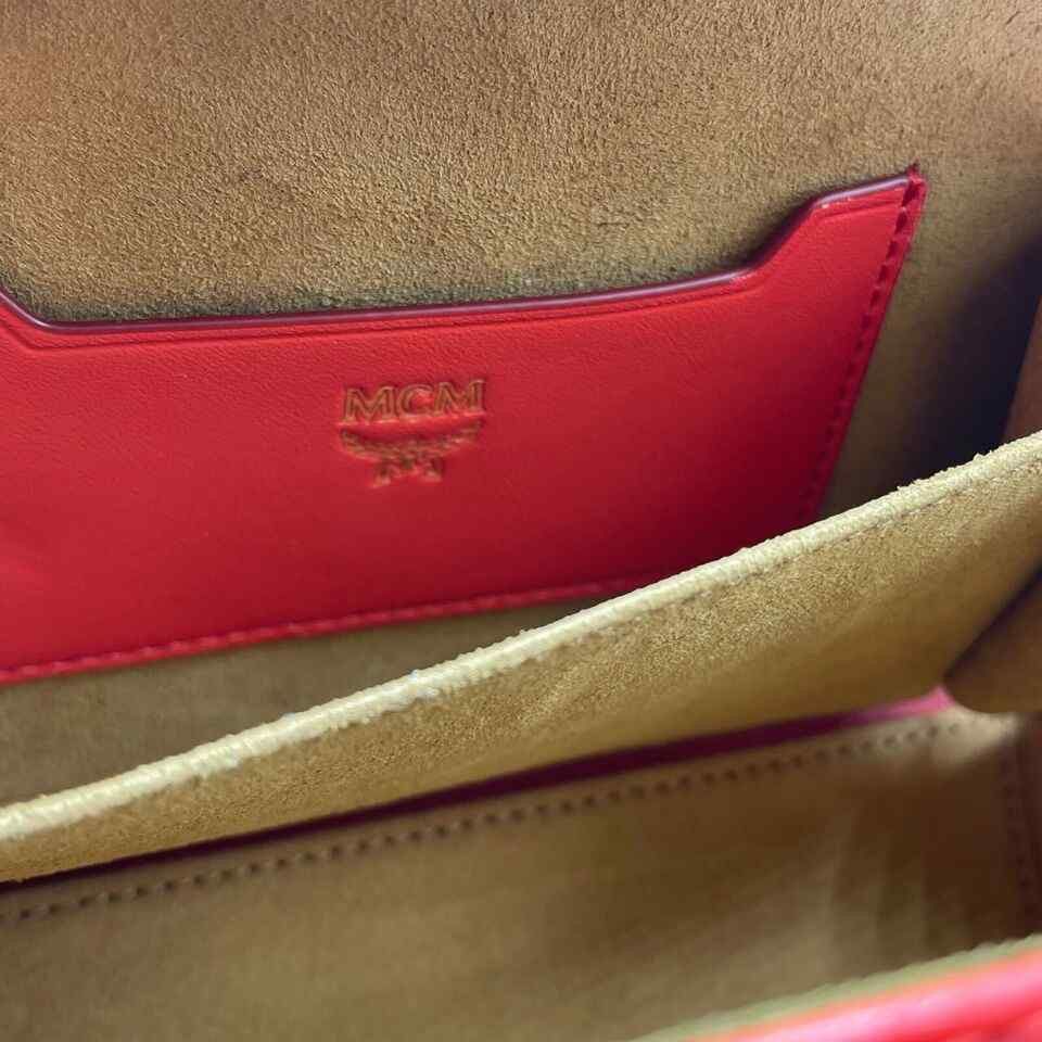 MCM Women's Berlin Red Crocodile Embossed Leather Crossbody Bag Size ONE SIZE - 10 Thumbnail