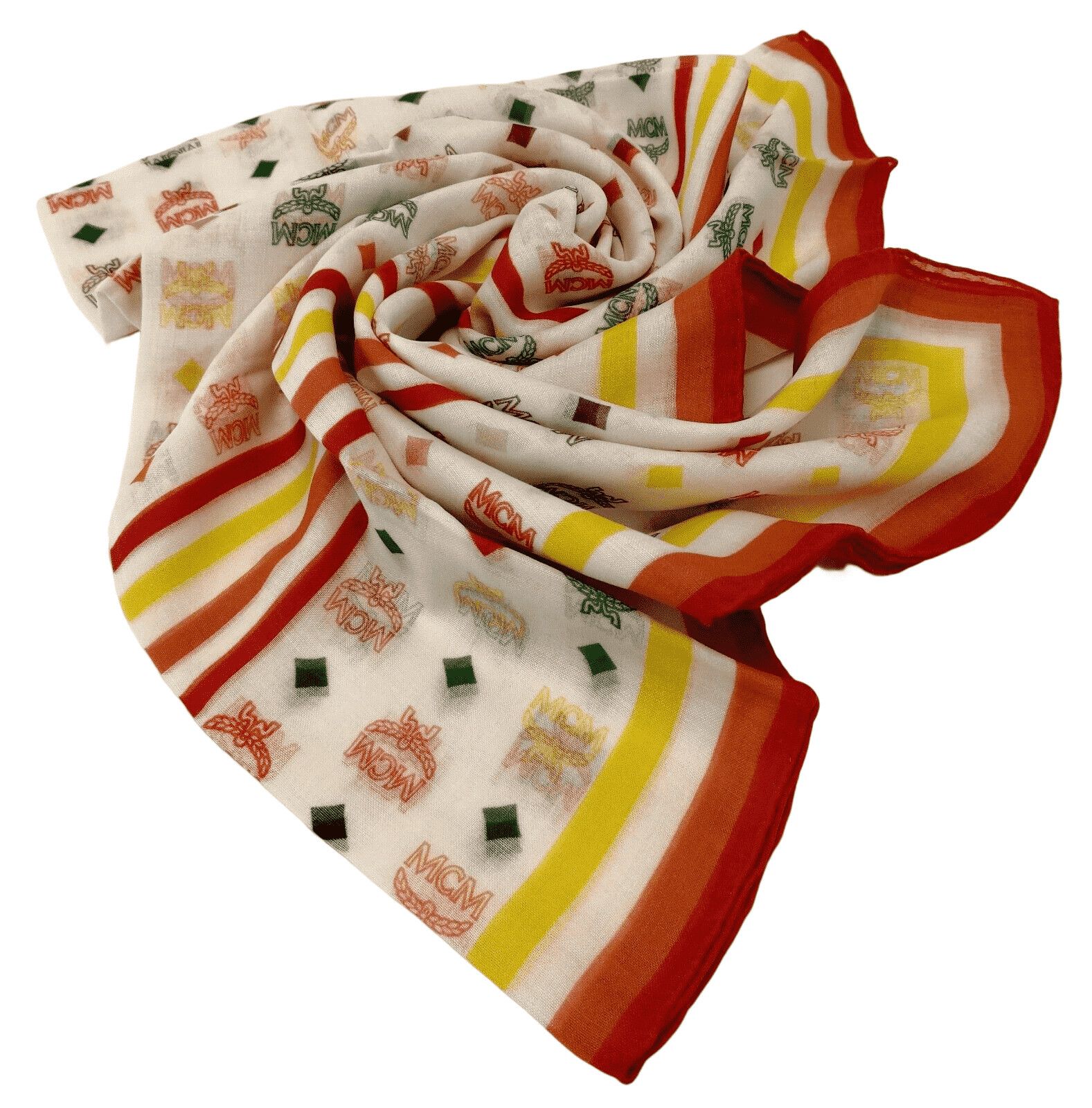 MCM White/Rainbow Logo Silk/Modal Jacquard Scarf Size ONE SIZE - 2 Thumbnail