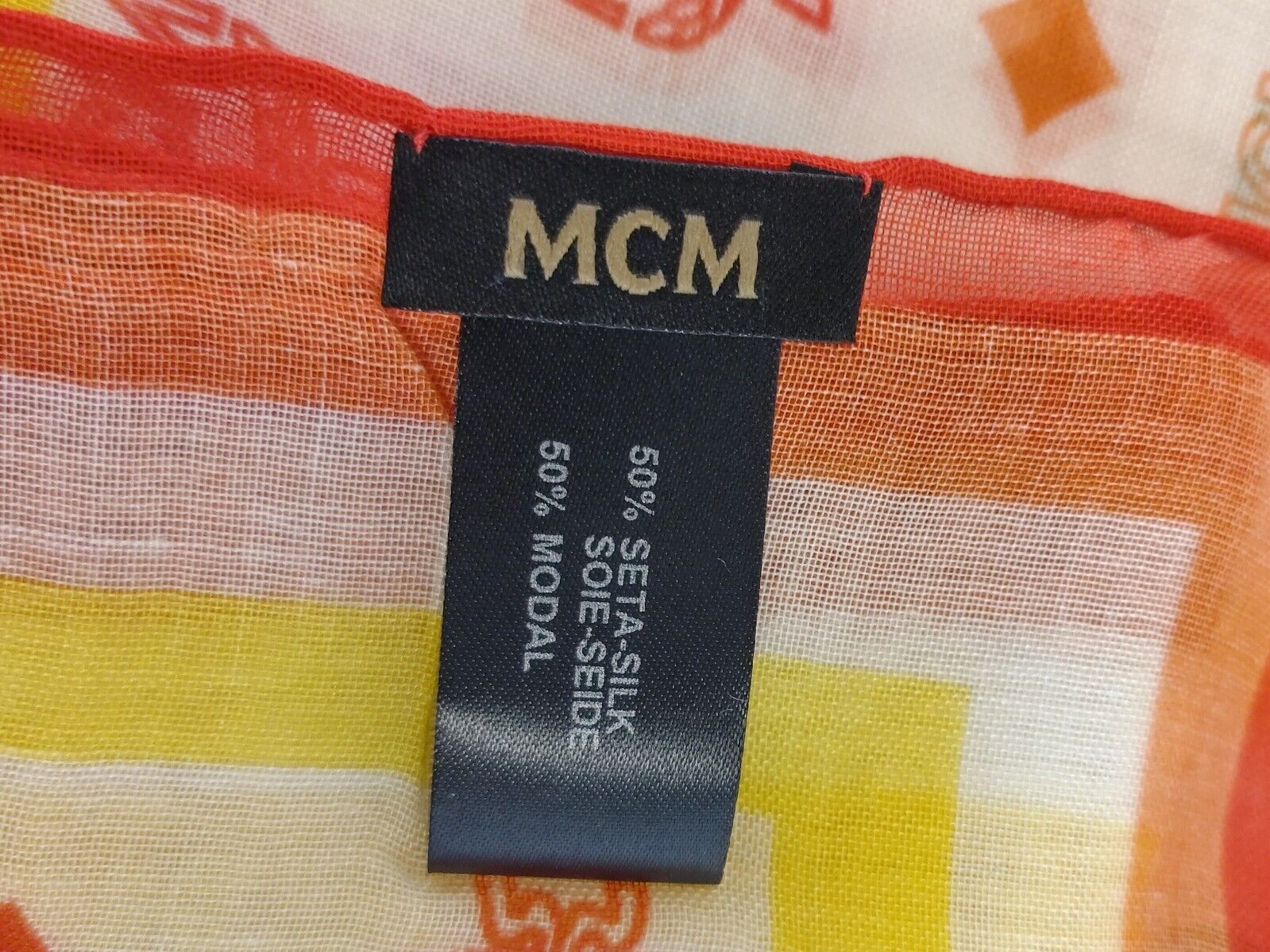 MCM White/Rainbow Logo Silk/Modal Jacquard Scarf Size ONE SIZE - 4 Thumbnail