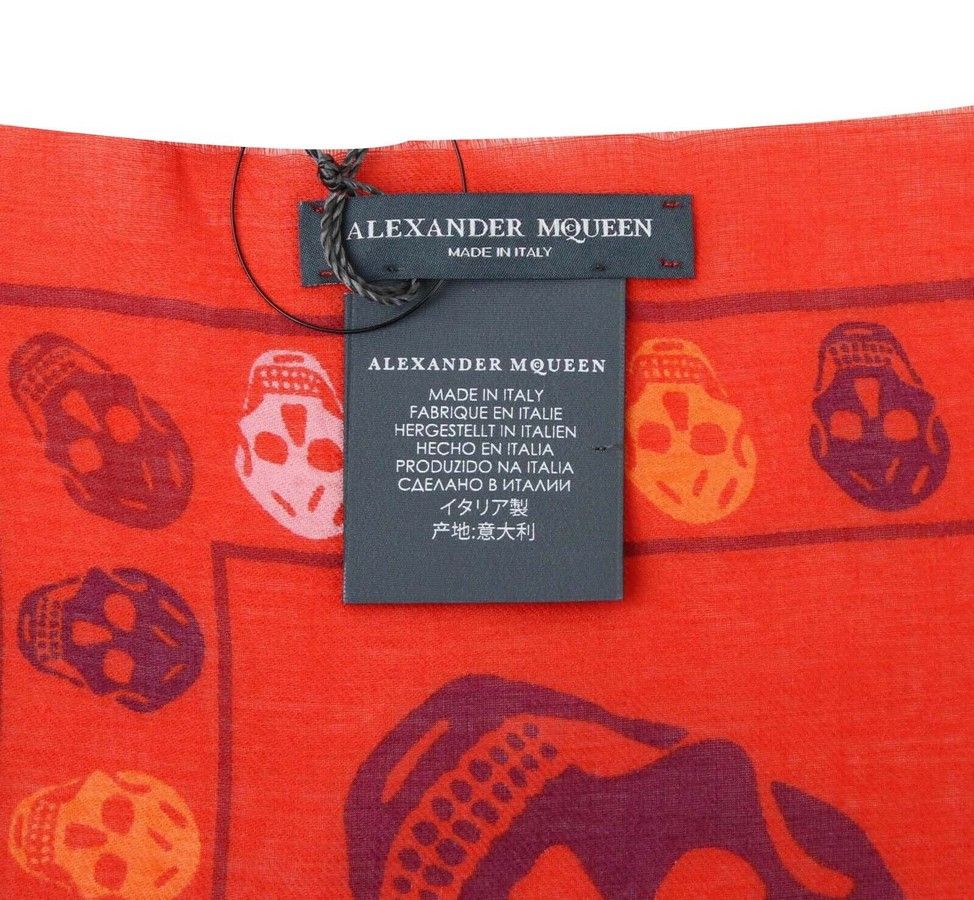 Alexander McQueen Women's Red Modal / Wool Multiskull Box Print Shawl Scarf Size ONE SIZE - 3 Thumbnail