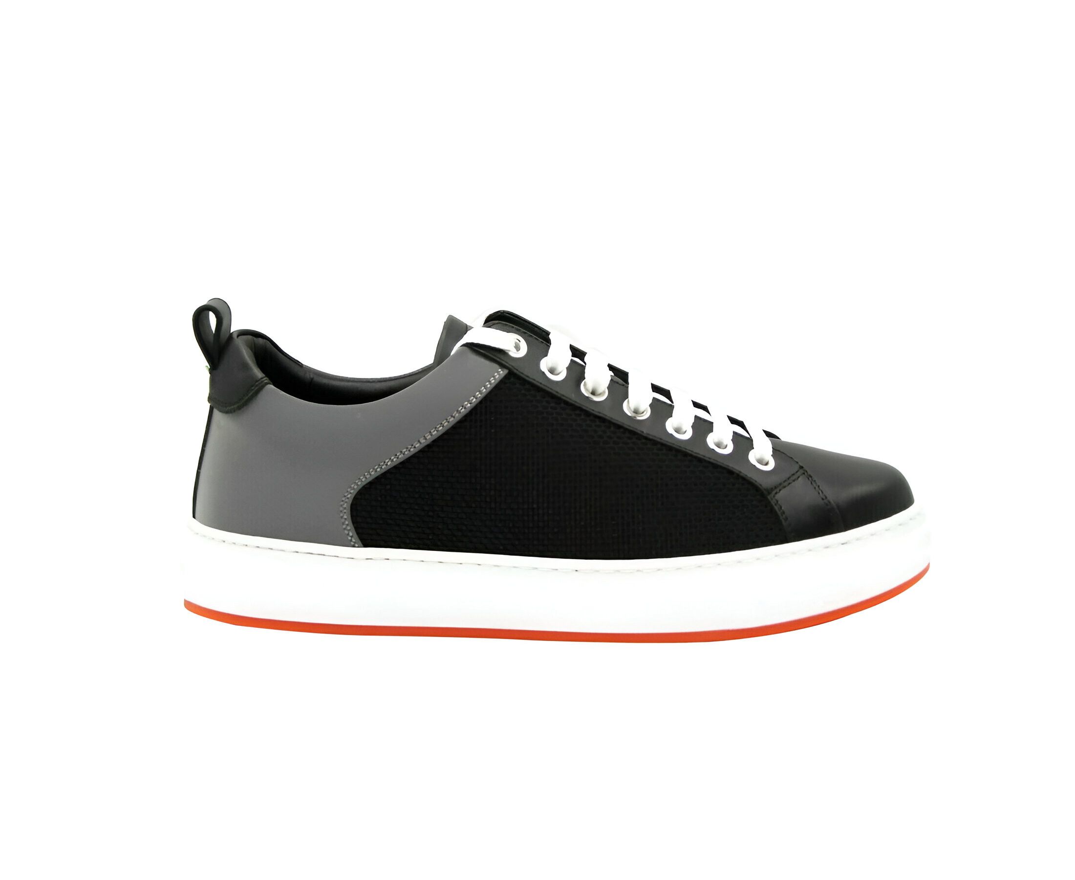 MCM Women's Black Leather Silver Reflective Canvas Sneaker (36 Size US 6 / IT 36 - 2 Thumbnail