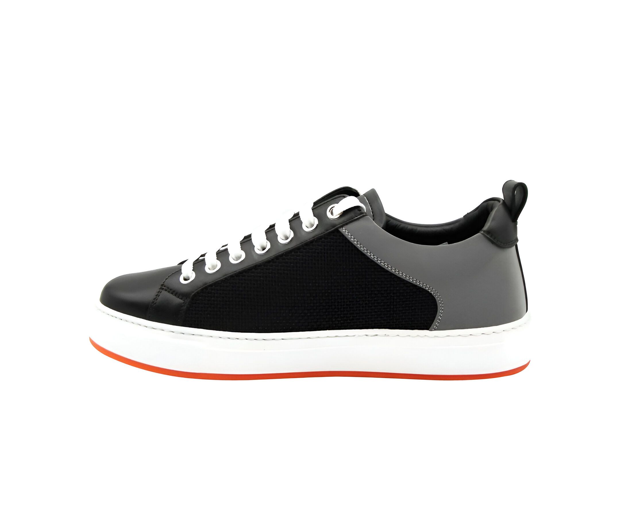 MCM Women's Black Leather Silver Reflective Canvas Sneaker (36 Size US 6 / IT 36 - 3 Thumbnail