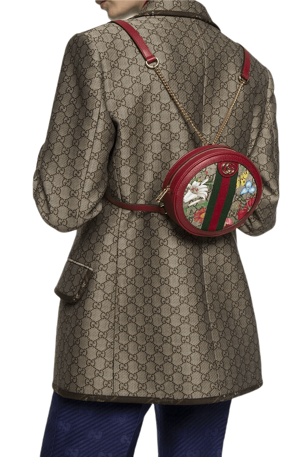 Gucci Ophidia Supreme GG Canvas Floral Round Backpack with Red Size ONE SIZE - 2 Thumbnail