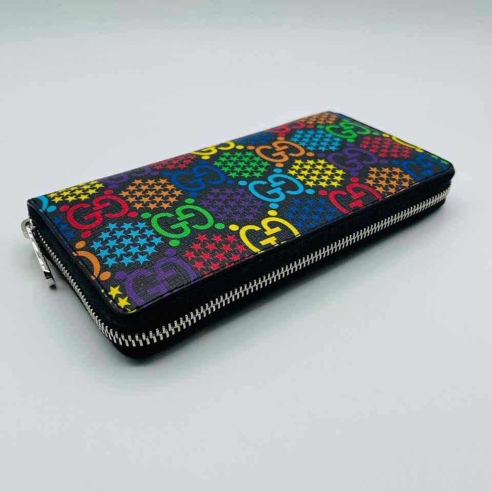 Gucci Unisex Black/Rainbow Supreme GG Leather Psychedelic Zip Size ONE SIZE - 4 Thumbnail