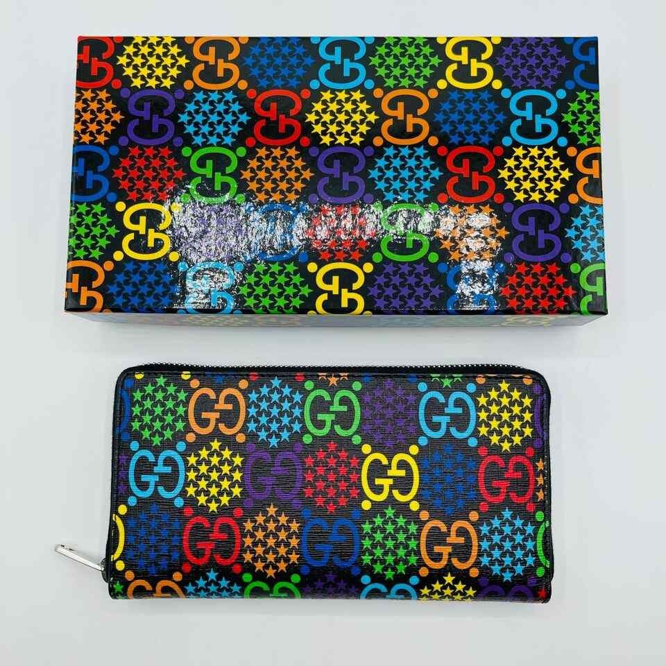 Gucci Unisex Black/Rainbow Supreme GG Leather Psychedelic Zip Size ONE SIZE - 2 Thumbnail