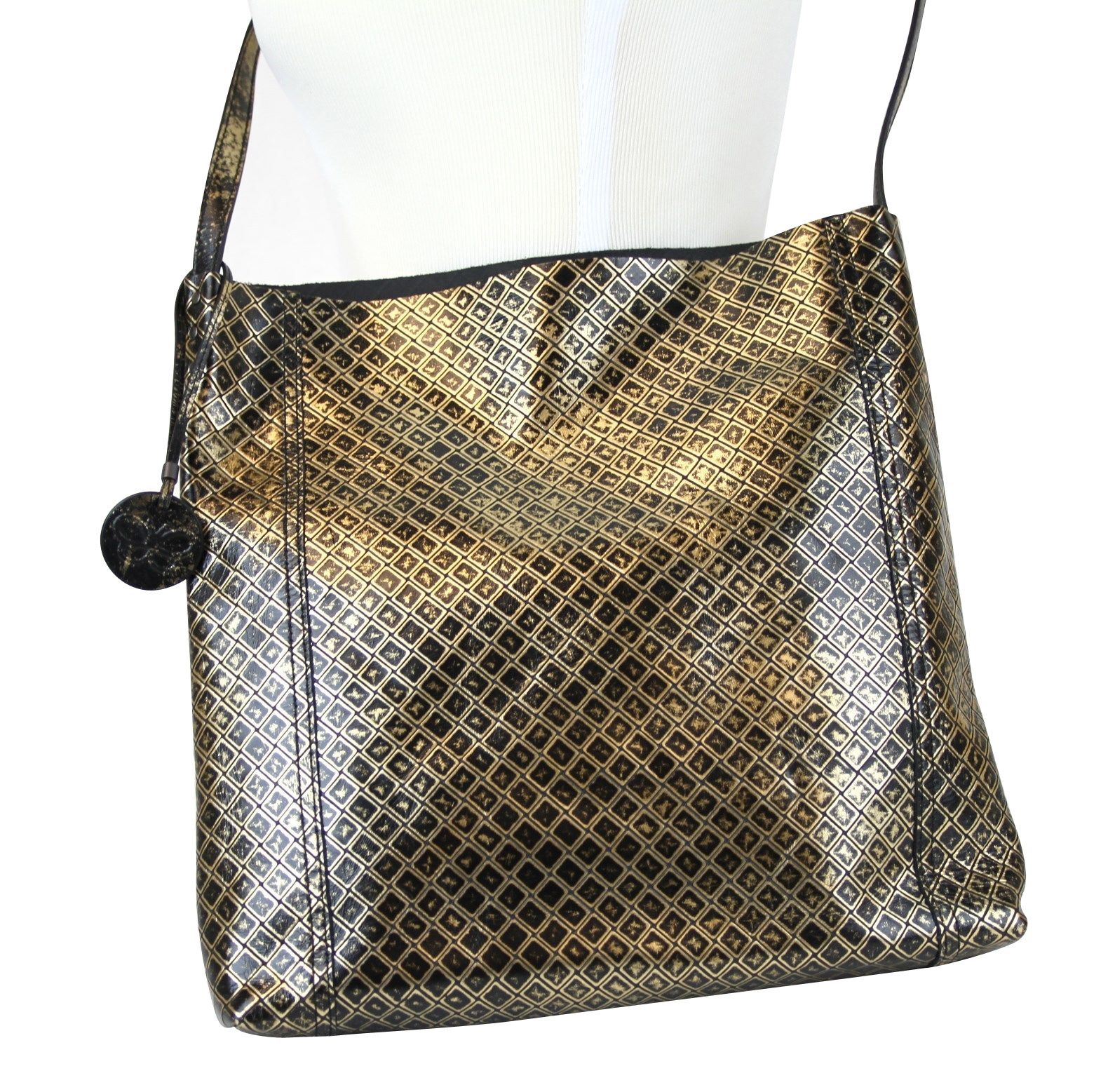 Bottega Veneta Unisex Intrecciomirage Gold / Black Leather Large Messenger Size ONE SIZE - 7 Thumbnail