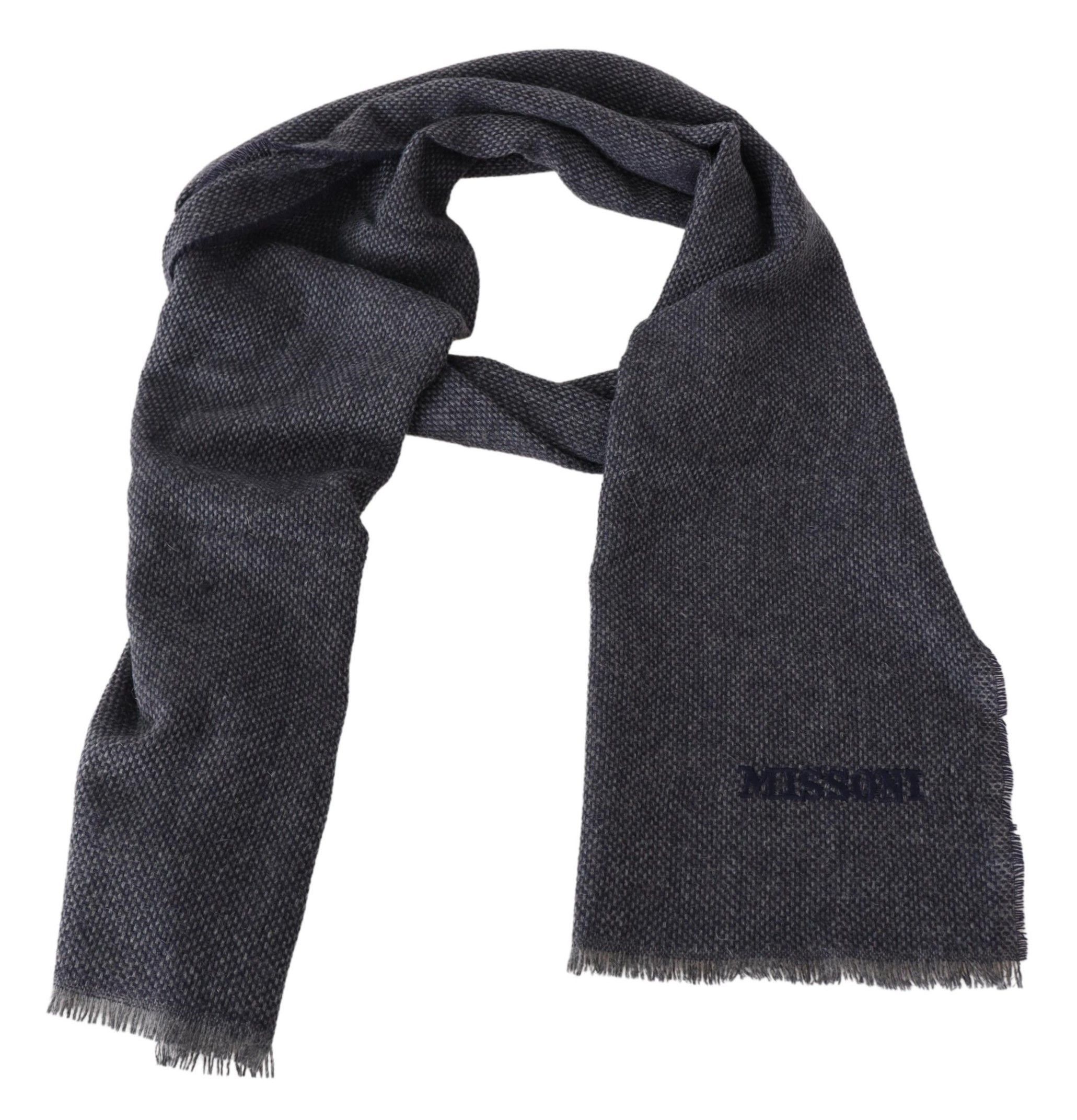 Missoni Elegant Black Wool Scarf with Logo Men's Embroidery Size ONE SIZE - 3 Thumbnail