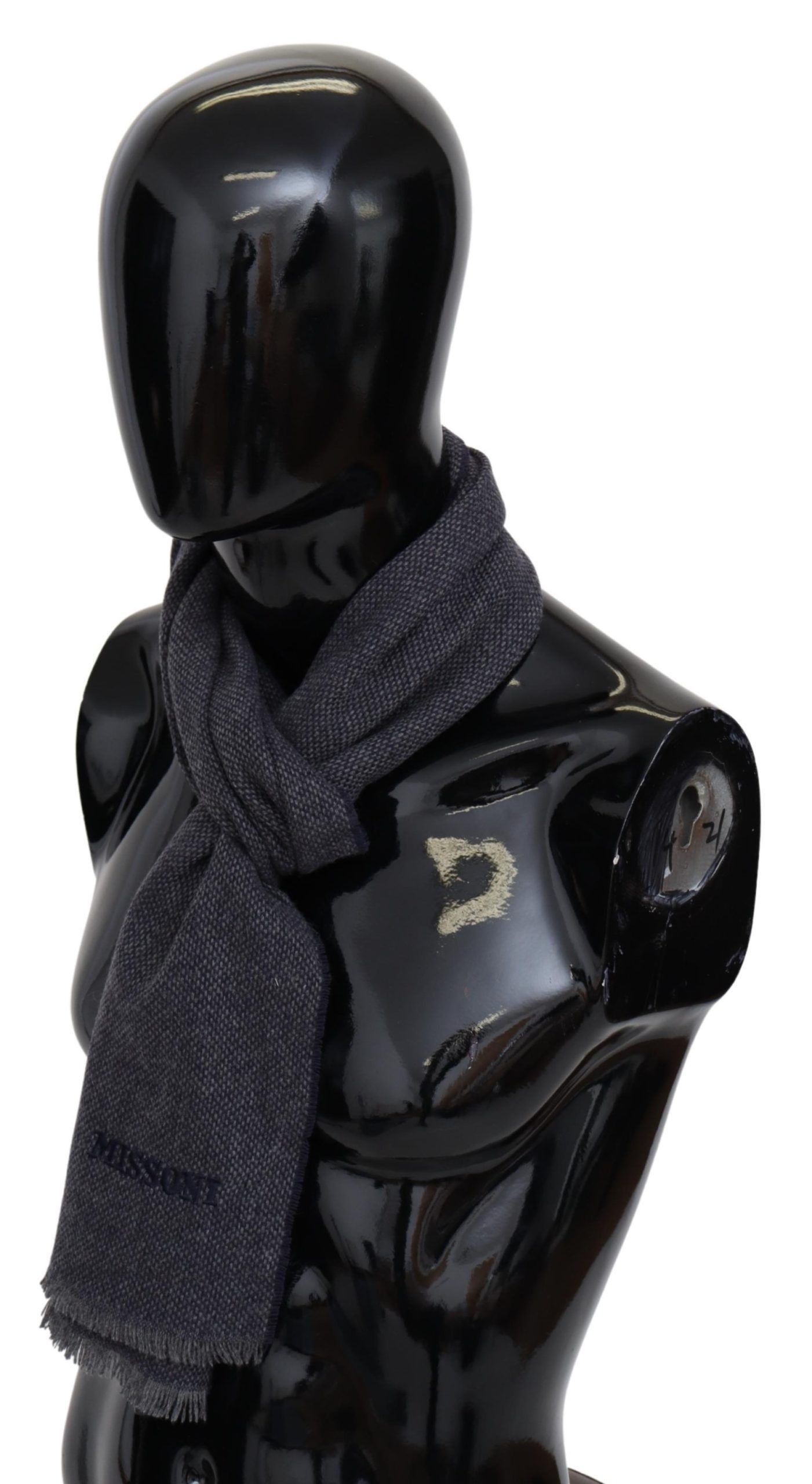 Missoni Elegant Black Wool Scarf with Logo Men's Embroidery Size ONE SIZE - 2 Thumbnail