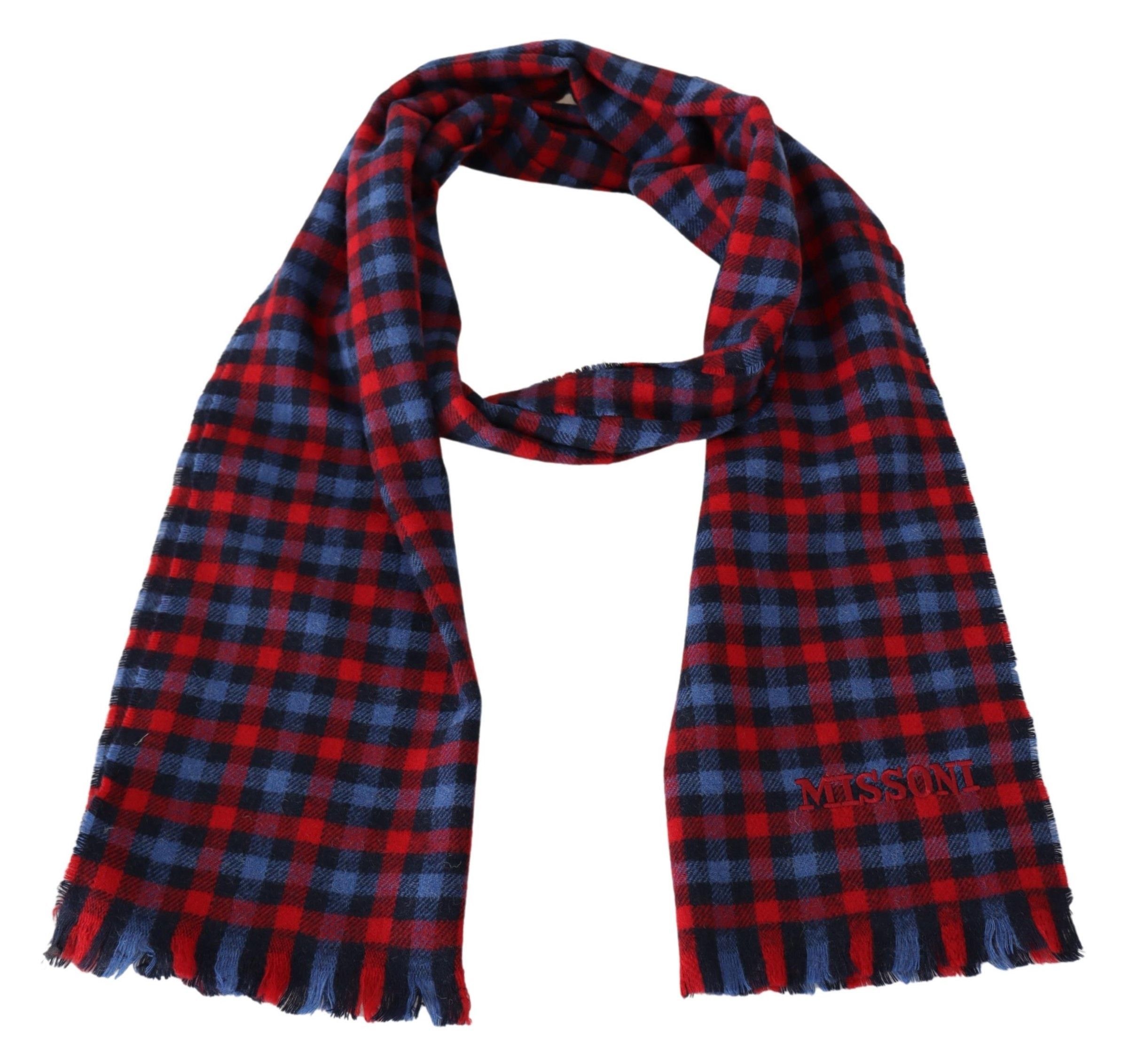 Missoni Chic Check Pattern Wool Scarf with Logo Men's Embroidery Size ONE SIZE - 3 Thumbnail
