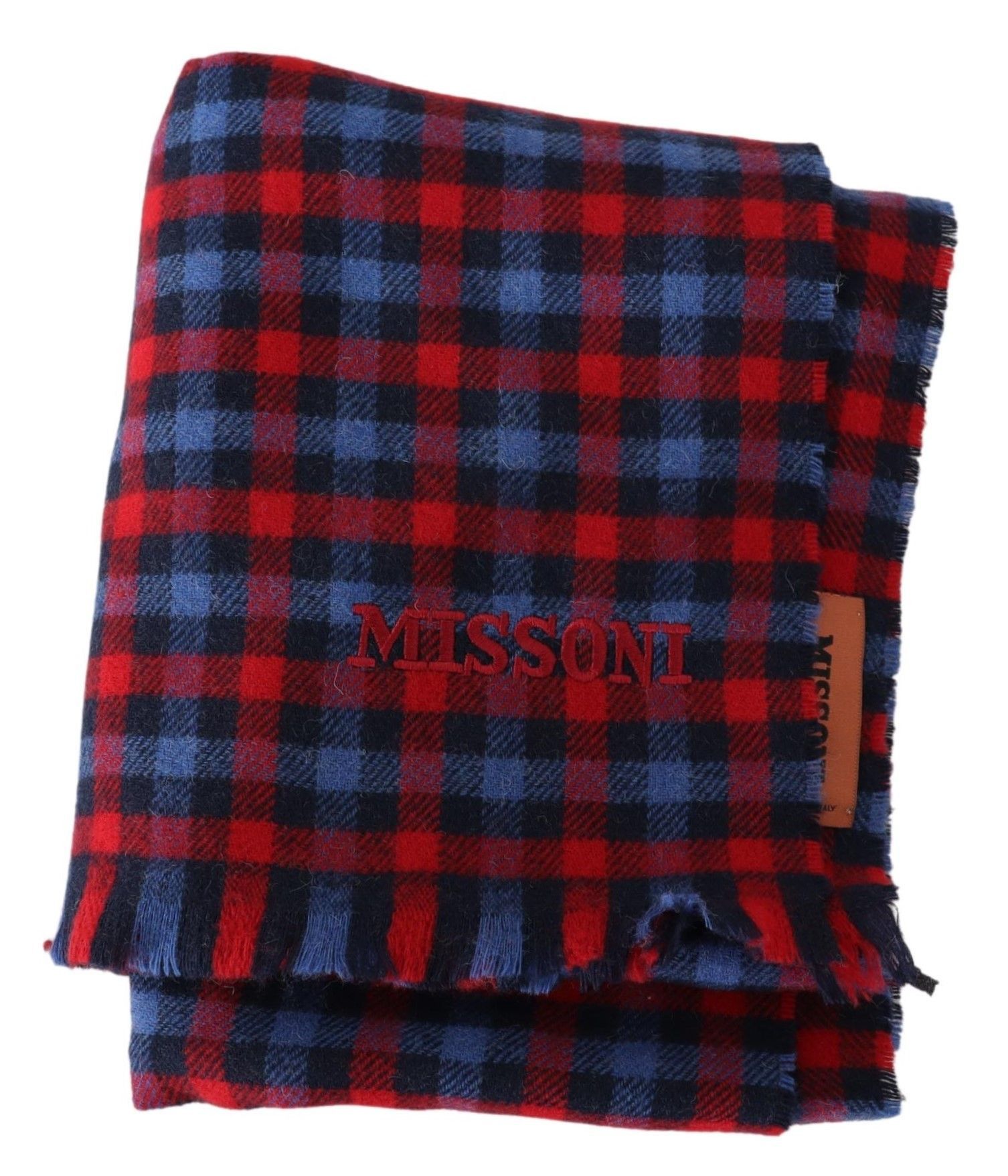 Missoni Chic Check Pattern Wool Scarf with Logo Men's Embroidery Size ONE SIZE - 4 Thumbnail