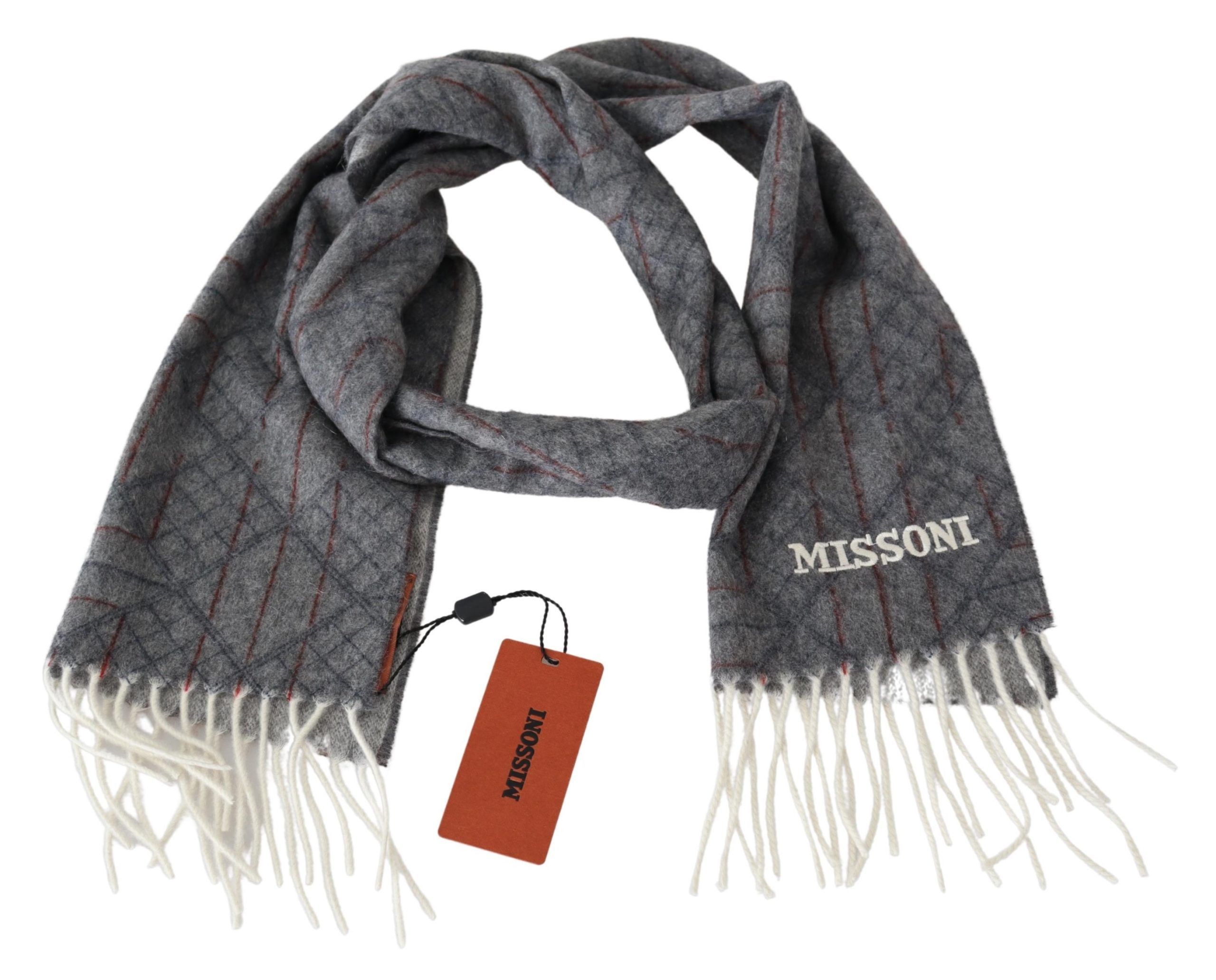 Missoni Elegant Unisex Cashmere Scarf with Signature Men's Pattern Size ONE SIZE - 3 Thumbnail