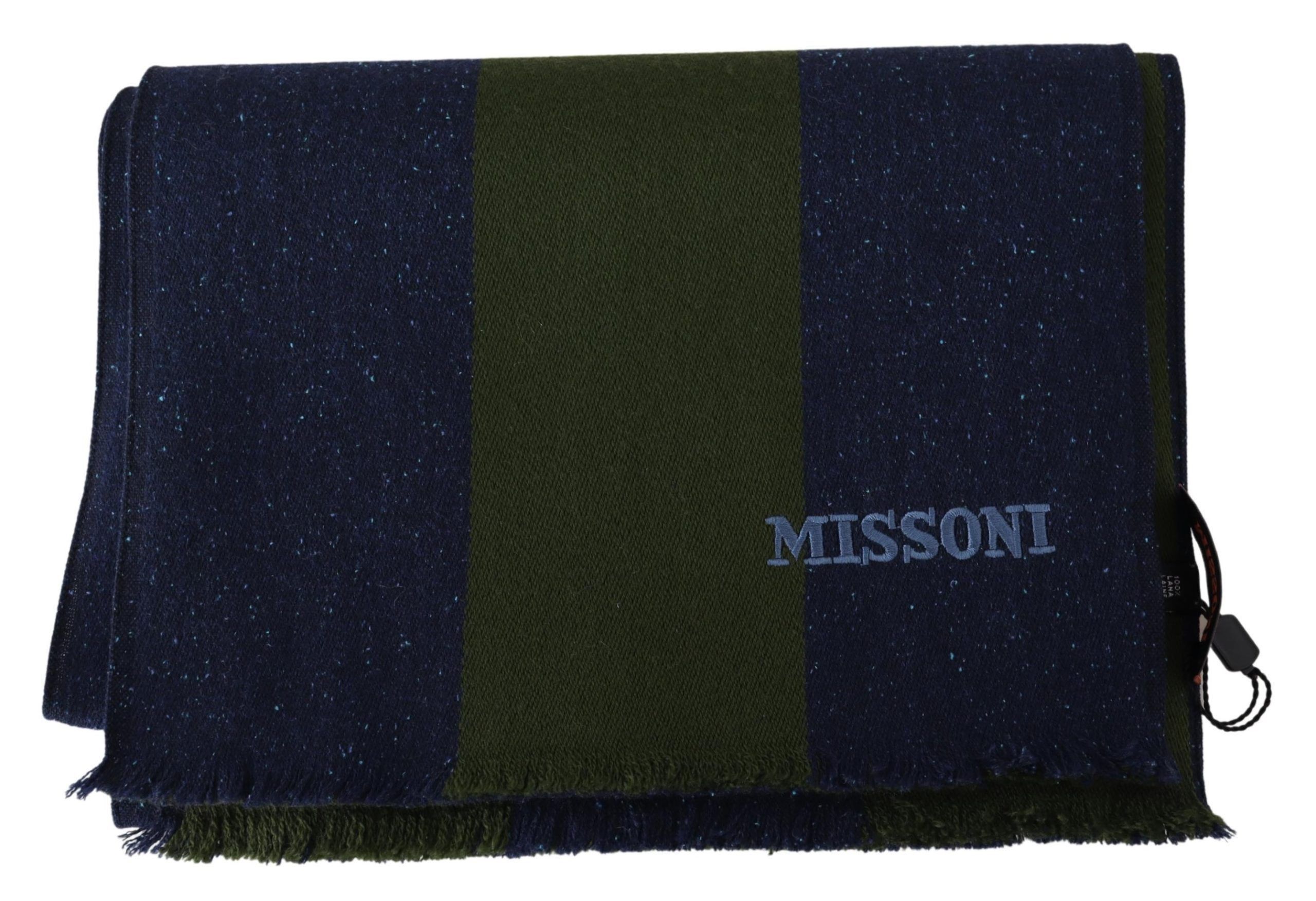 Missoni Authentic Wool Scarf with Stripes and Logo Men's Embroidery Size ONE SIZE - 4 Thumbnail