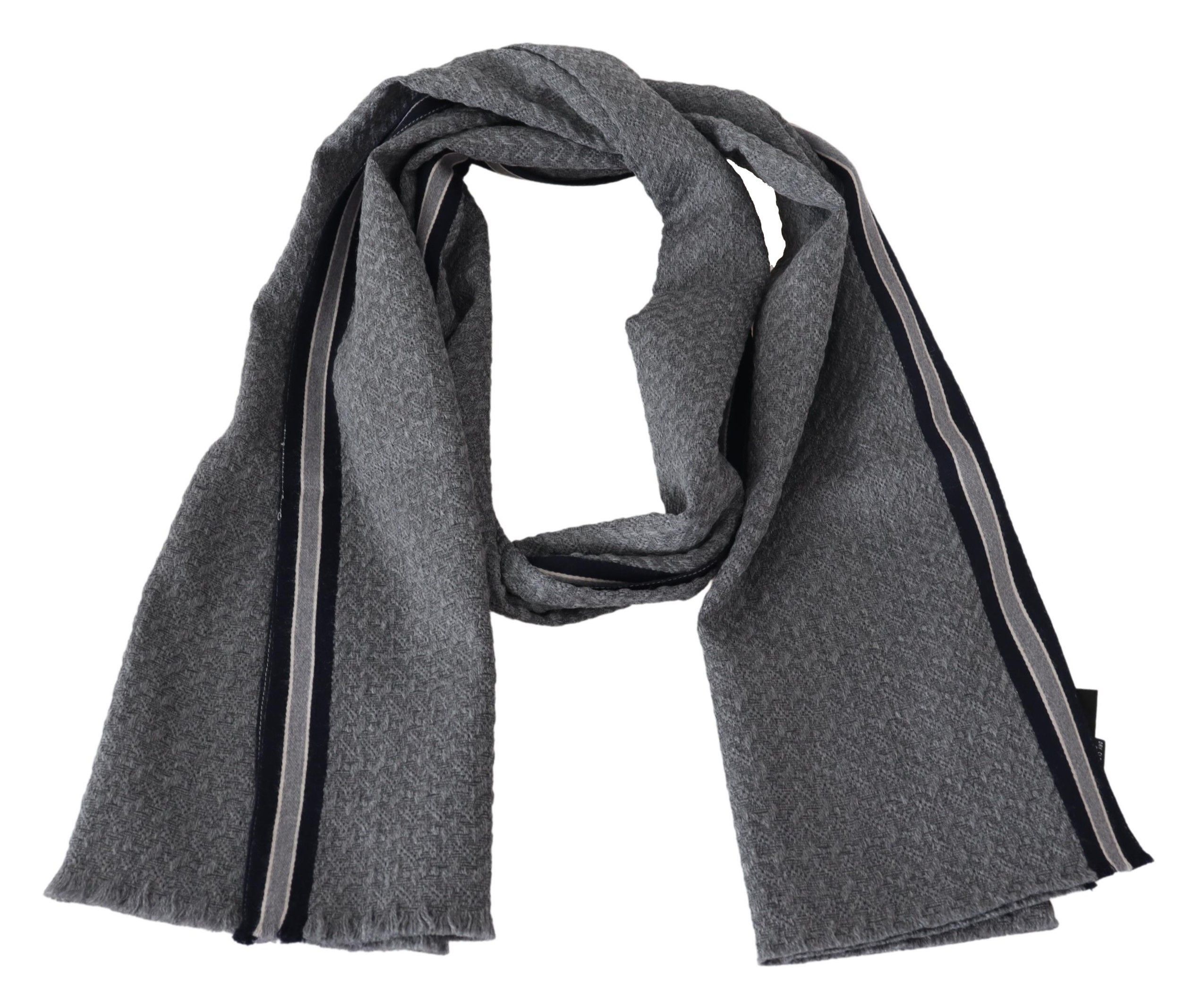Missoni Elegant Gray Wool Scarf with Signature Men's Stripes Size ONE SIZE - 3 Thumbnail