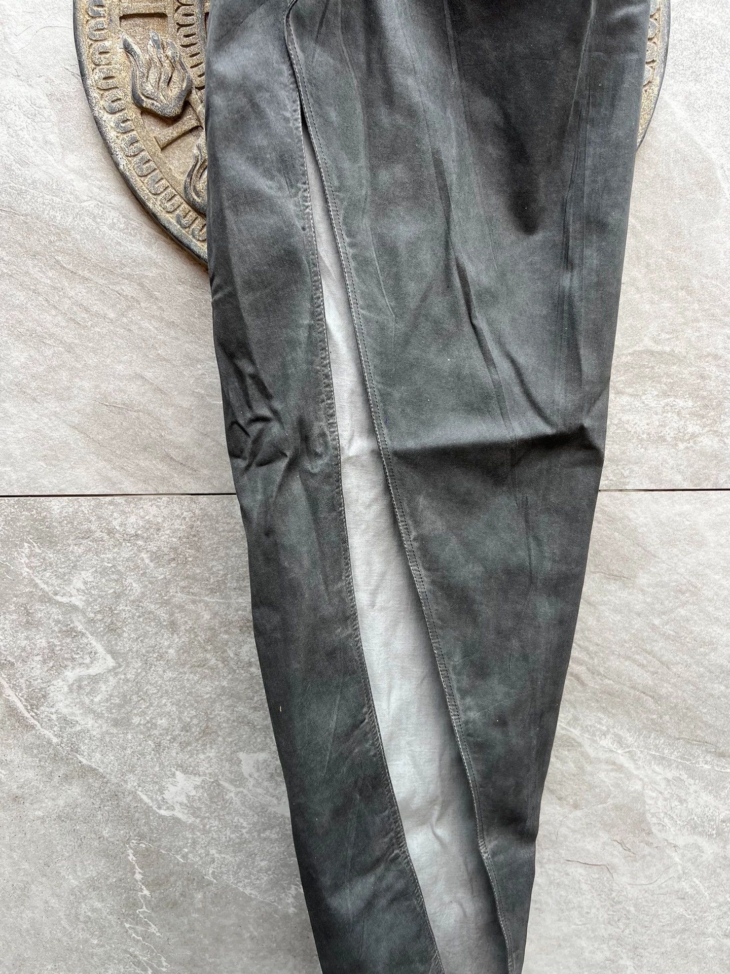 Rick Owens Rick Owens 24s Dark Grey Wax Coated High Split Denim Dress -DMC Size US 29 - 4 Thumbnail